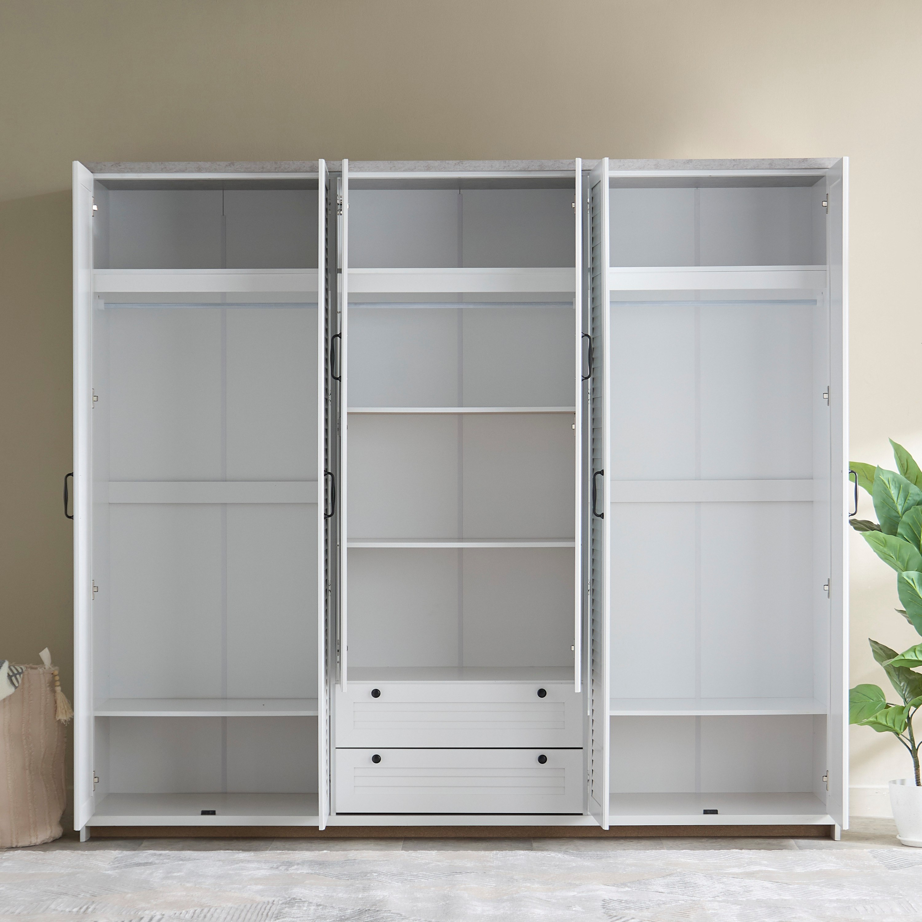 خزانة ملابس 6 أبواب مع درجين ومرايا - لوفيا من موڤو-hbxfurniture-wardrobes-image-4