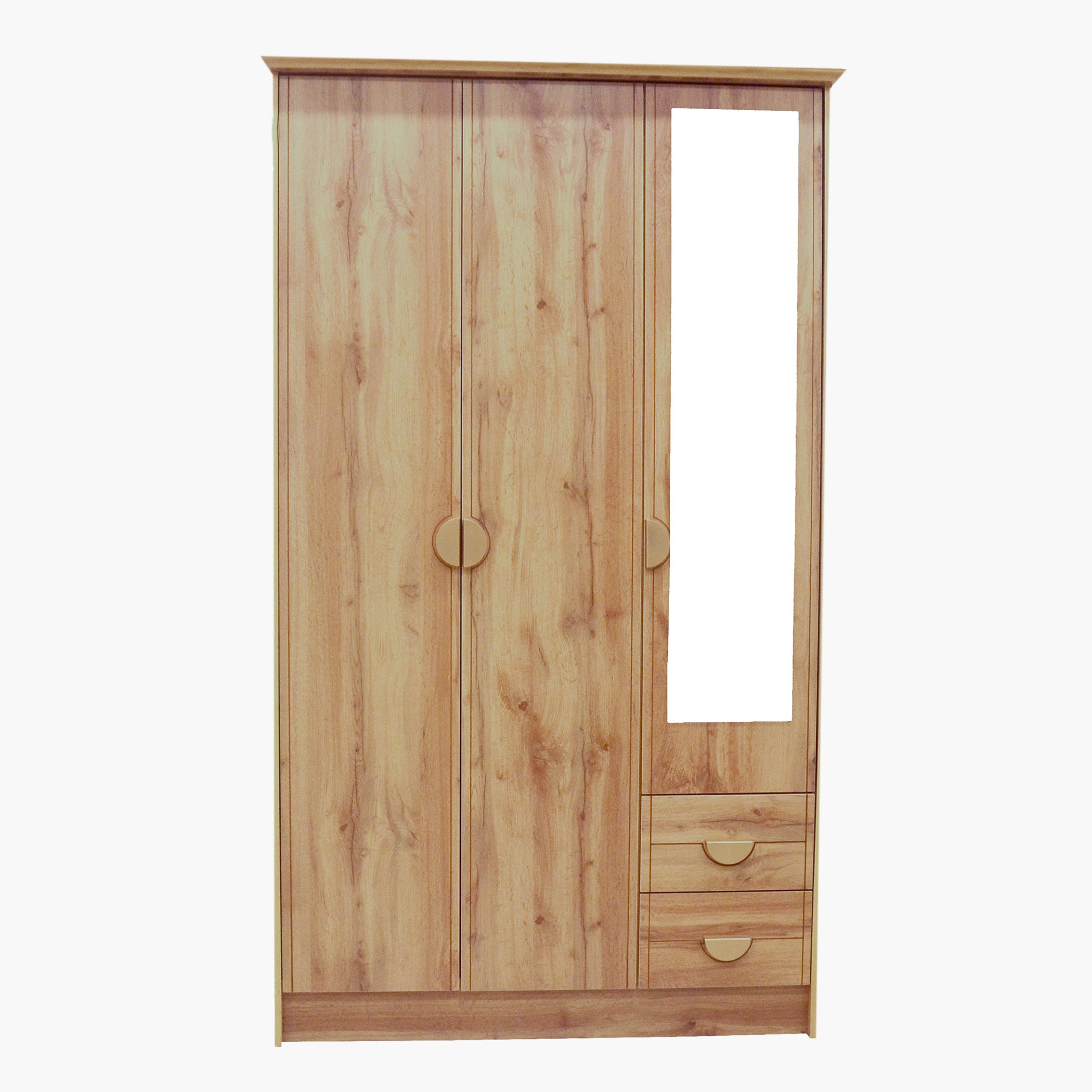 Movo Carnation 3-Door Wardrobe with 2 Drawers and Mirror-hbxfurniture-wardrobes-image-3