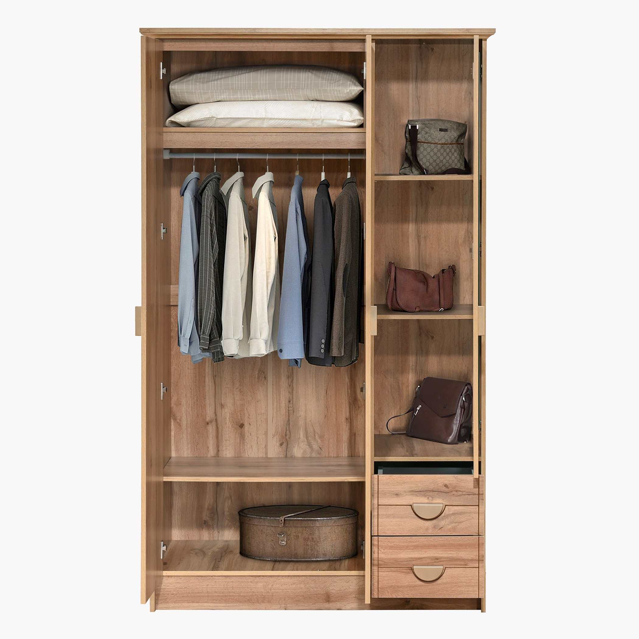 Movo Carnation 3-Door Wardrobe with 2 Drawers and Mirror-hbxfurniture-wardrobes-image-5