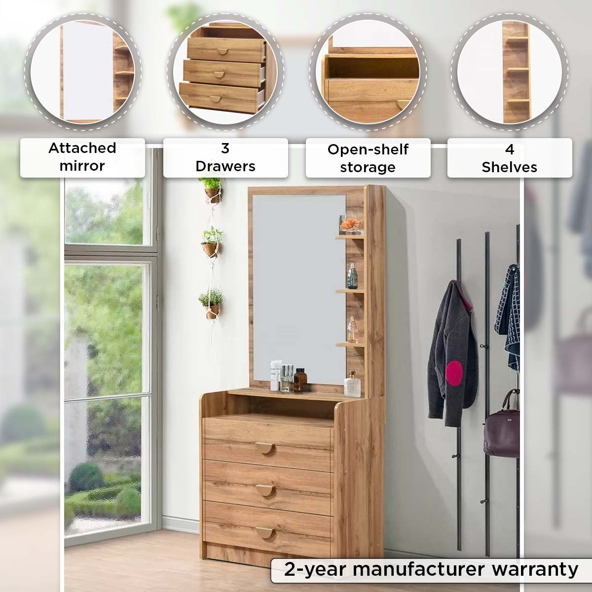 Movo Carnation 3-Drawer Young Dresser with Mirror-hbxfurniture-kidsroom-kidsdressersandmirrors-image-9