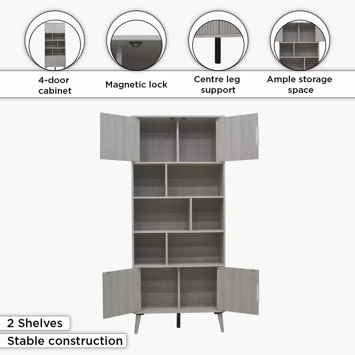 Movo Elmwood Bookcase with 4 Doors and Shelf-PROMO_HB_SA_HBX10_TH1000_NEW_031025-image-5