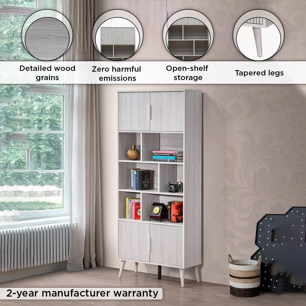 Movo Elmwood Bookcase with 4 Doors and Shelf-PROMO_HB_SA_HBX10_TH1000_NEW_031025-image-4