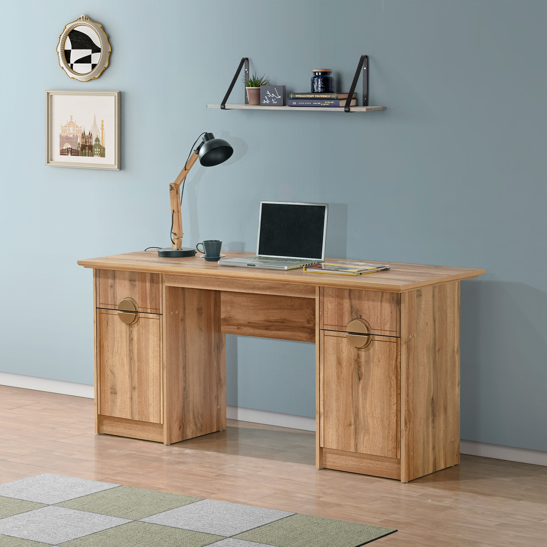 مكتب دراسة ببابين ودرجين من كارنيشن-hbxfurniture-office-desks-image-1