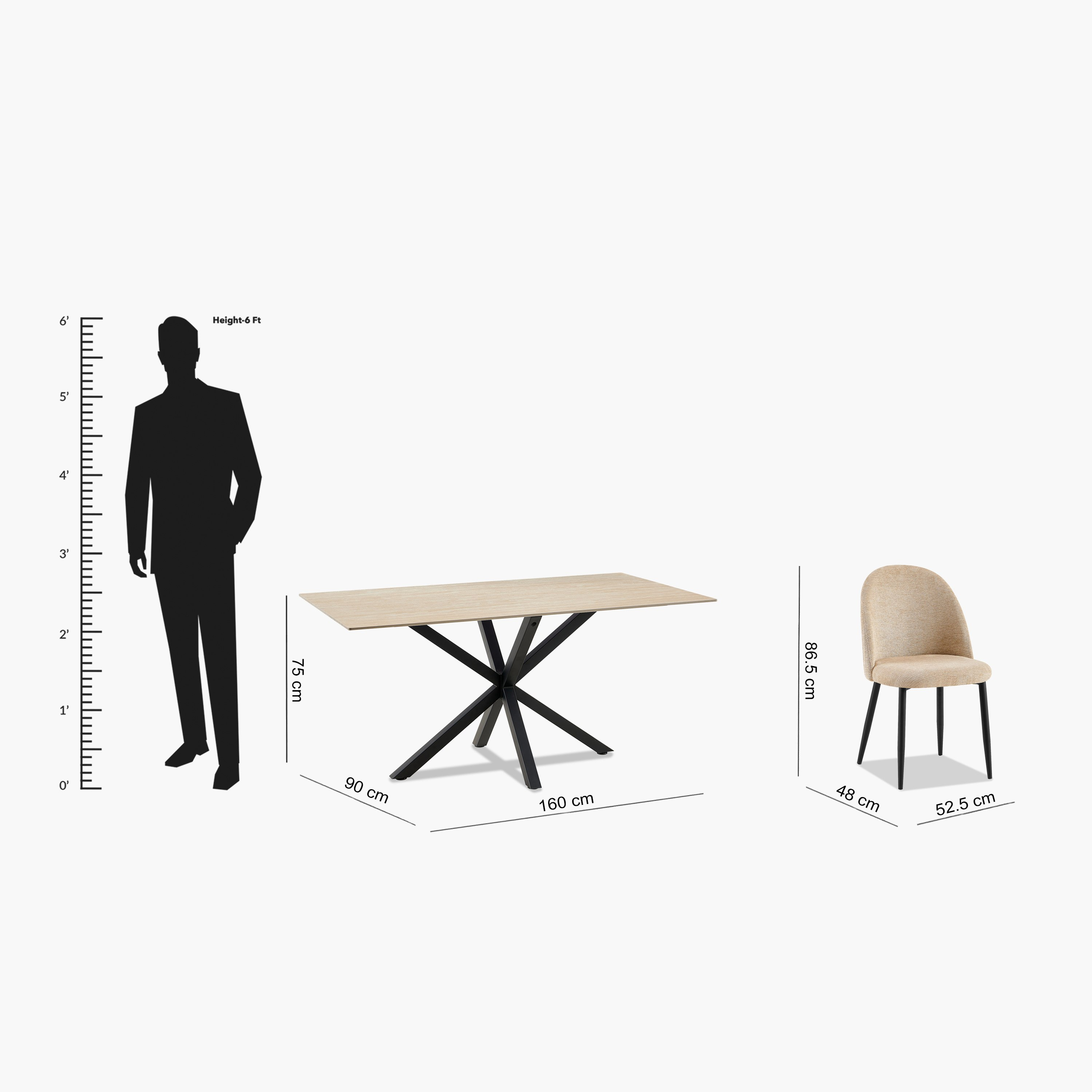طقم سفرة 6 مقاعد من الحجر الملبد من بيليسيا-hbxfurniture-diningtablesandsets-diningsets-sixseater-image-22