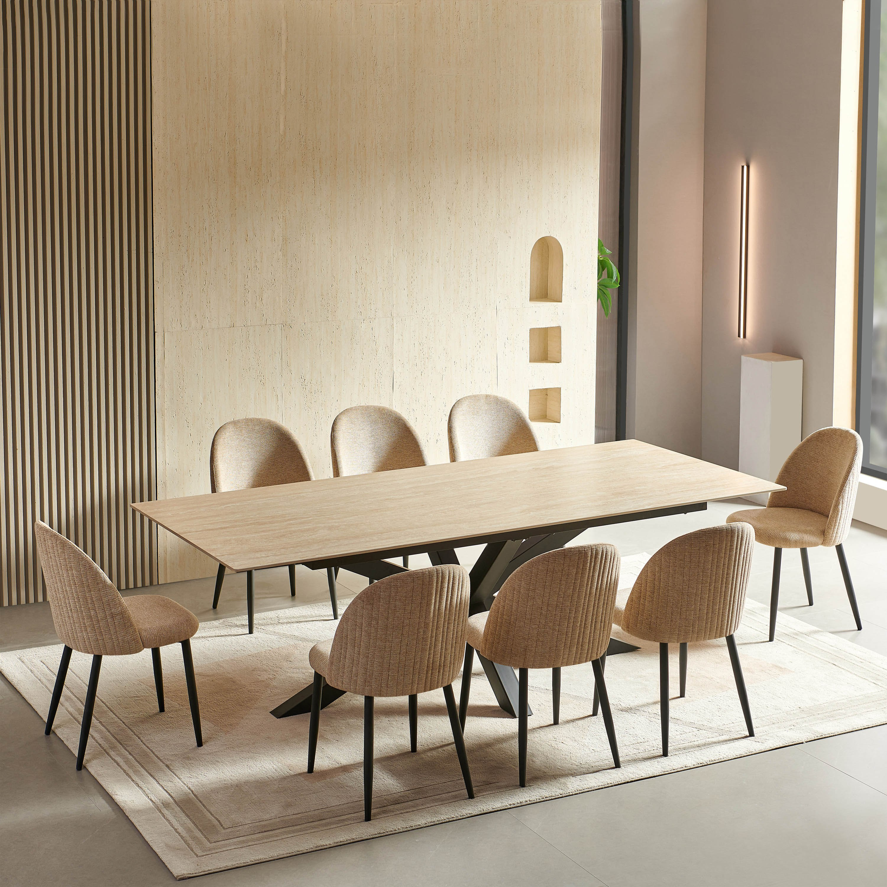 طقم سفرة 8 مقاعد من الحجر الملبد من بيليسيا-hbxfurniture-diningtablesandsets-diningsets-eightseater-image-1