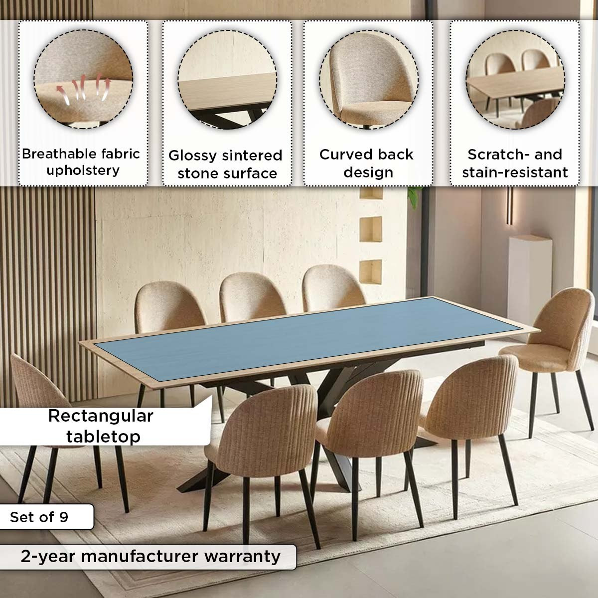 طقم سفرة 8 مقاعد من الحجر الملبد من بيليسيا-hbxfurniture-diningtablesandsets-diningsets-eightseater-image-4