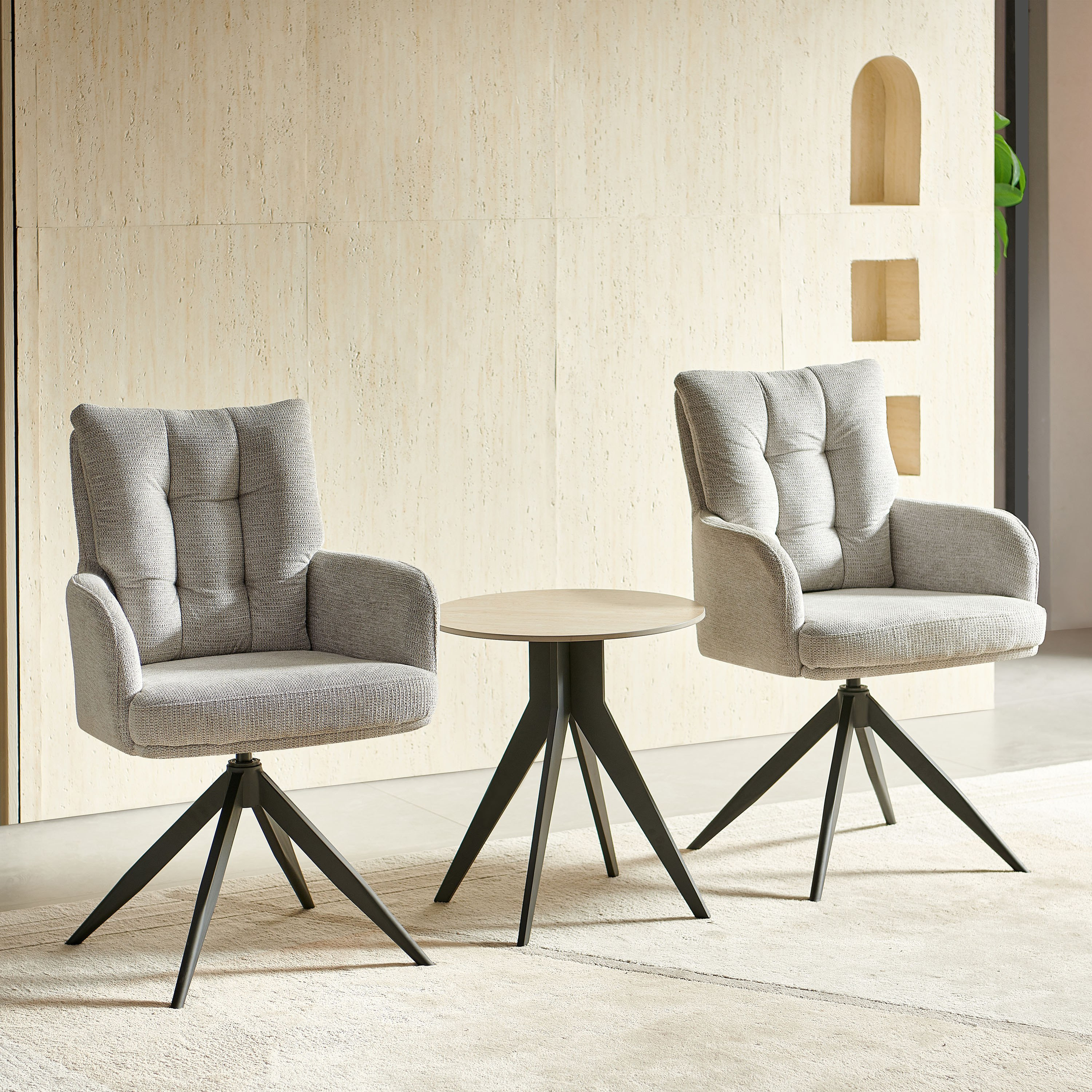 طقم شاي من الحجر الملبد بمقعدين من جلام-hbxfurniture-diningtablesandsets-diningsets-twoseater-image-1