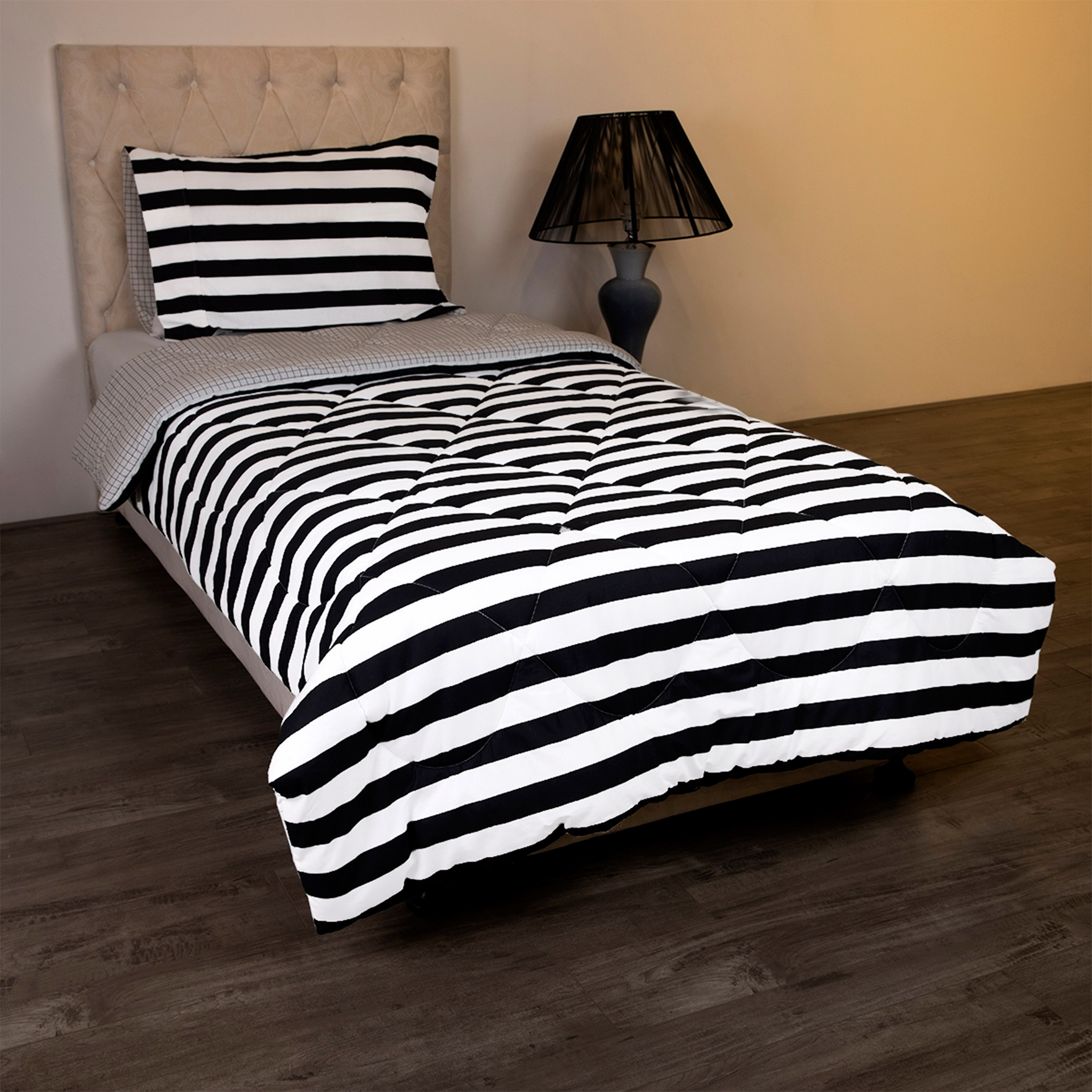 طقم لحاف توين قطن قطعتين بطبعات مقلمة من مالطا - 160x220 سم-hbxhomeware-hbxbedroom-image-1