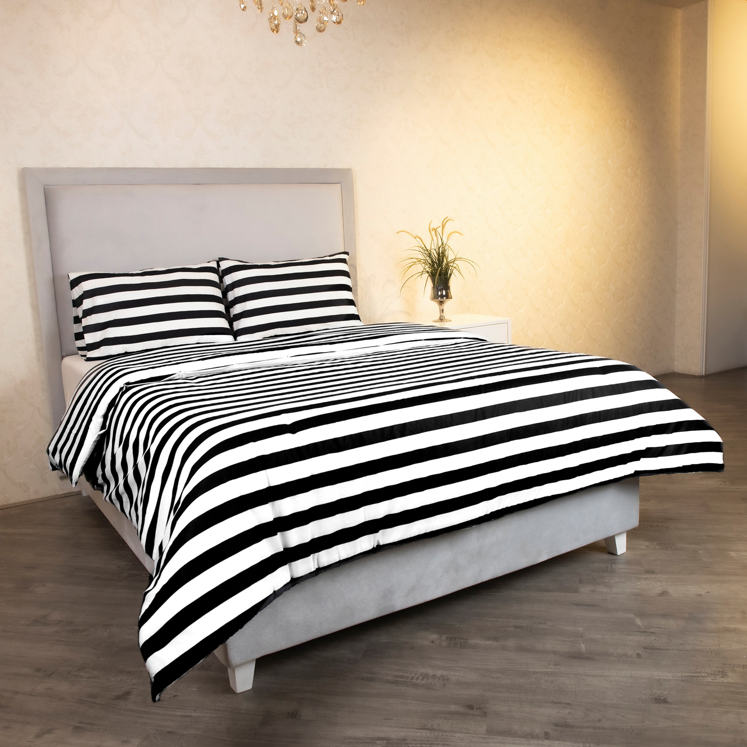 Malta 3-Piece Stripe Printed Cotton Twin Duvet Cover Set - 150x220 cm-hbxhomeware-hbxbedroom-image-1
