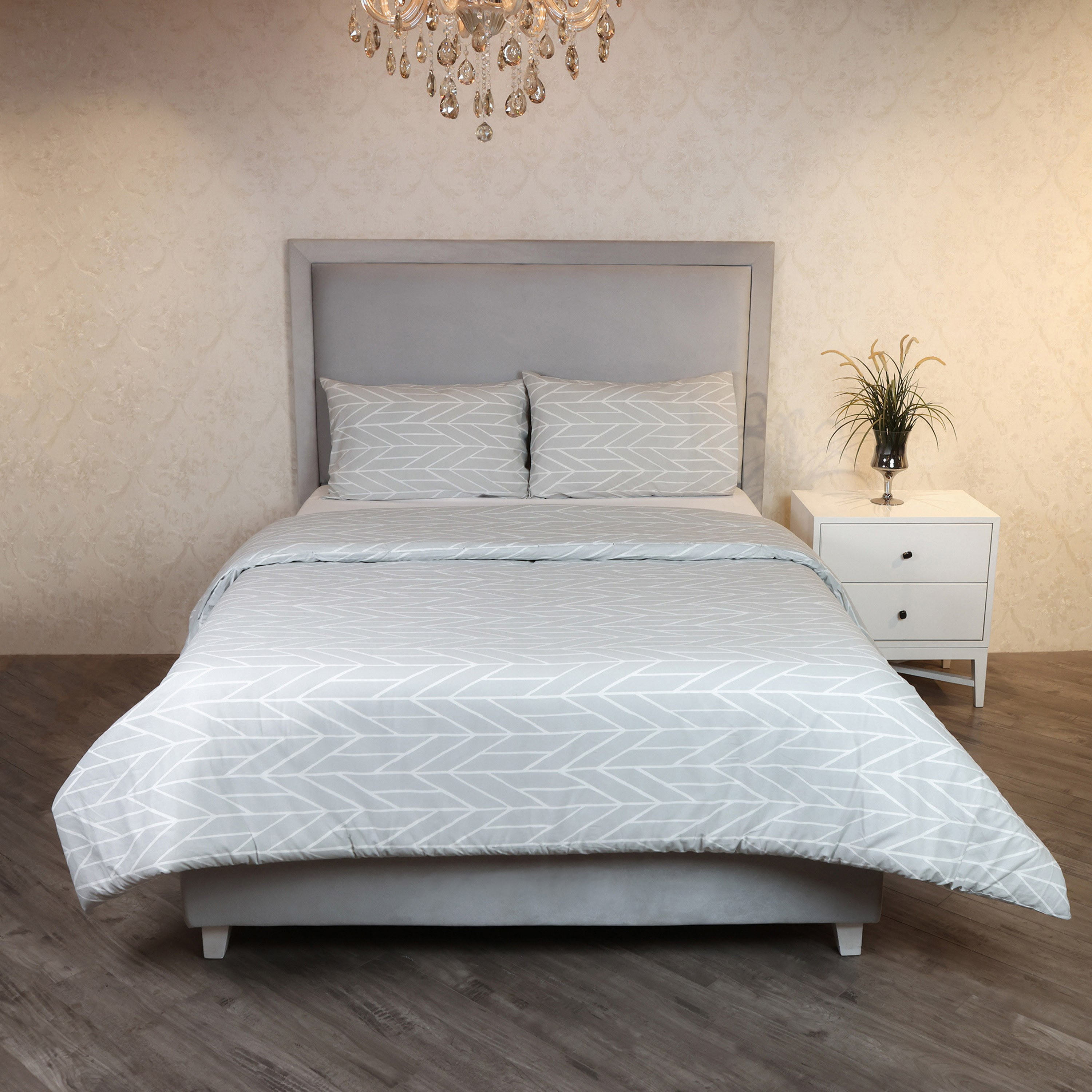 طقم غطاء لحاف سوبر كينج 3 قطع قطن بطبعات من مالطا - 240x220 سم-hbxhomeware-hbxbedroom-image-2