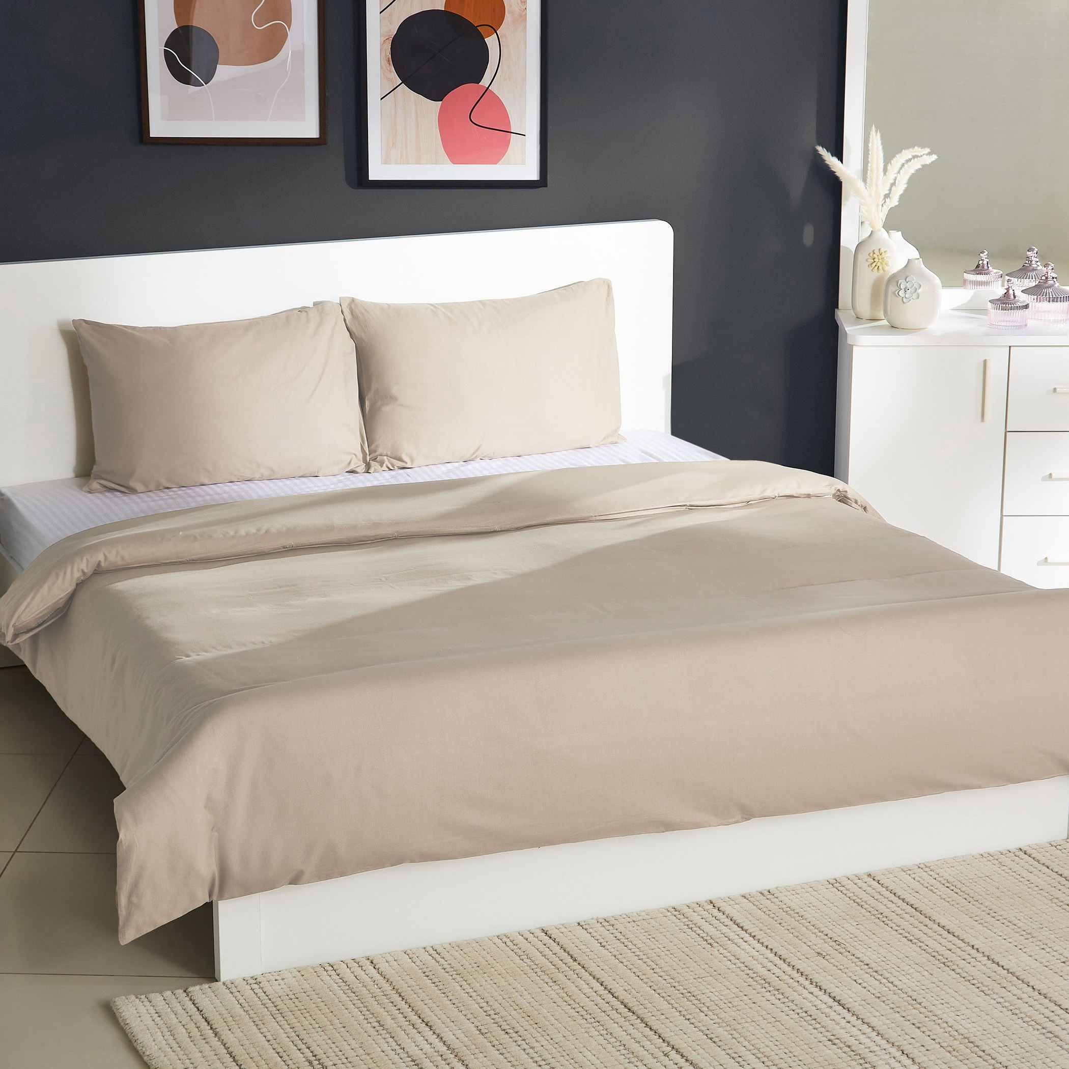 طقم غطاء لحاف قطن سوبر كينج 3 قطع سادة من بالينا - 240x220 سم-hbxhomeware-hbxbedroom-image-2