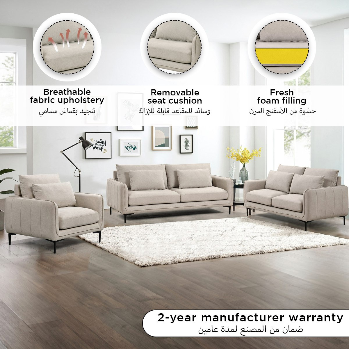 Savnik Armchair Fabric Sofa with 1 Cushion-hbxlivingroom-sofasandarmchairs-sofas-image-4