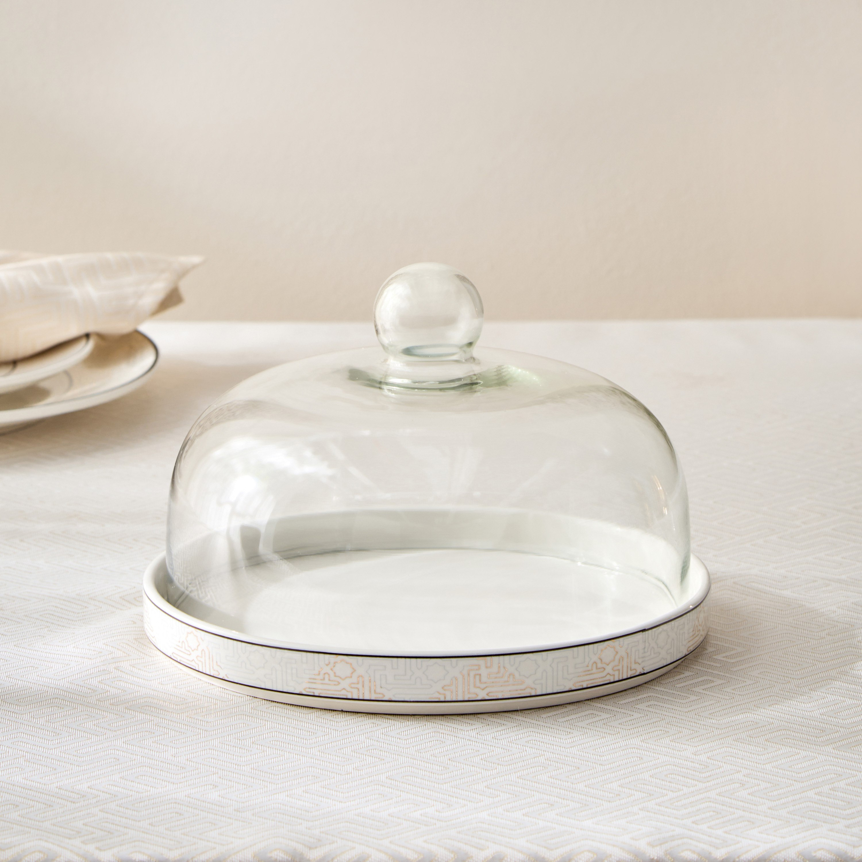 Skyline Mirage Cake Plate with Glass Lid and Stand-hbxdecorandfurnishings-tabletop-serveware-image-1