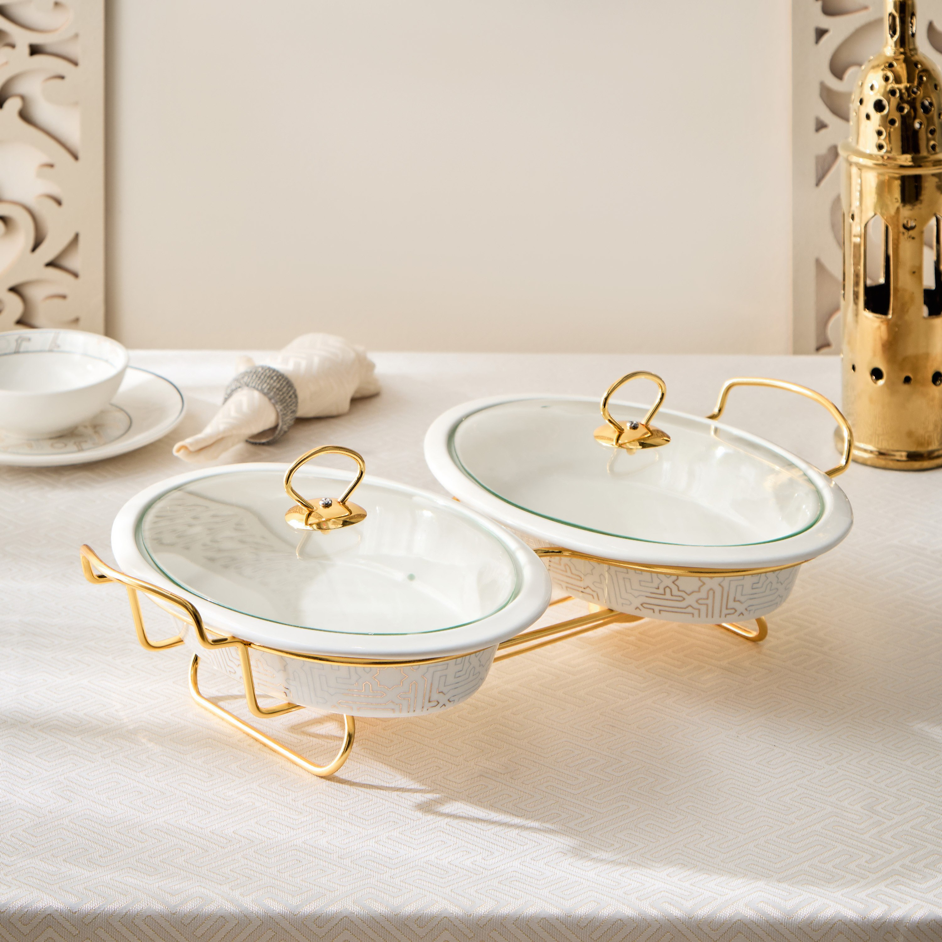 سخان طعام بيضاوي مزدوج على حامل ميراج من سكاي لاين - 2.6 لتر-hbxdecorandfurnishings-tabletop-serveware-image-1