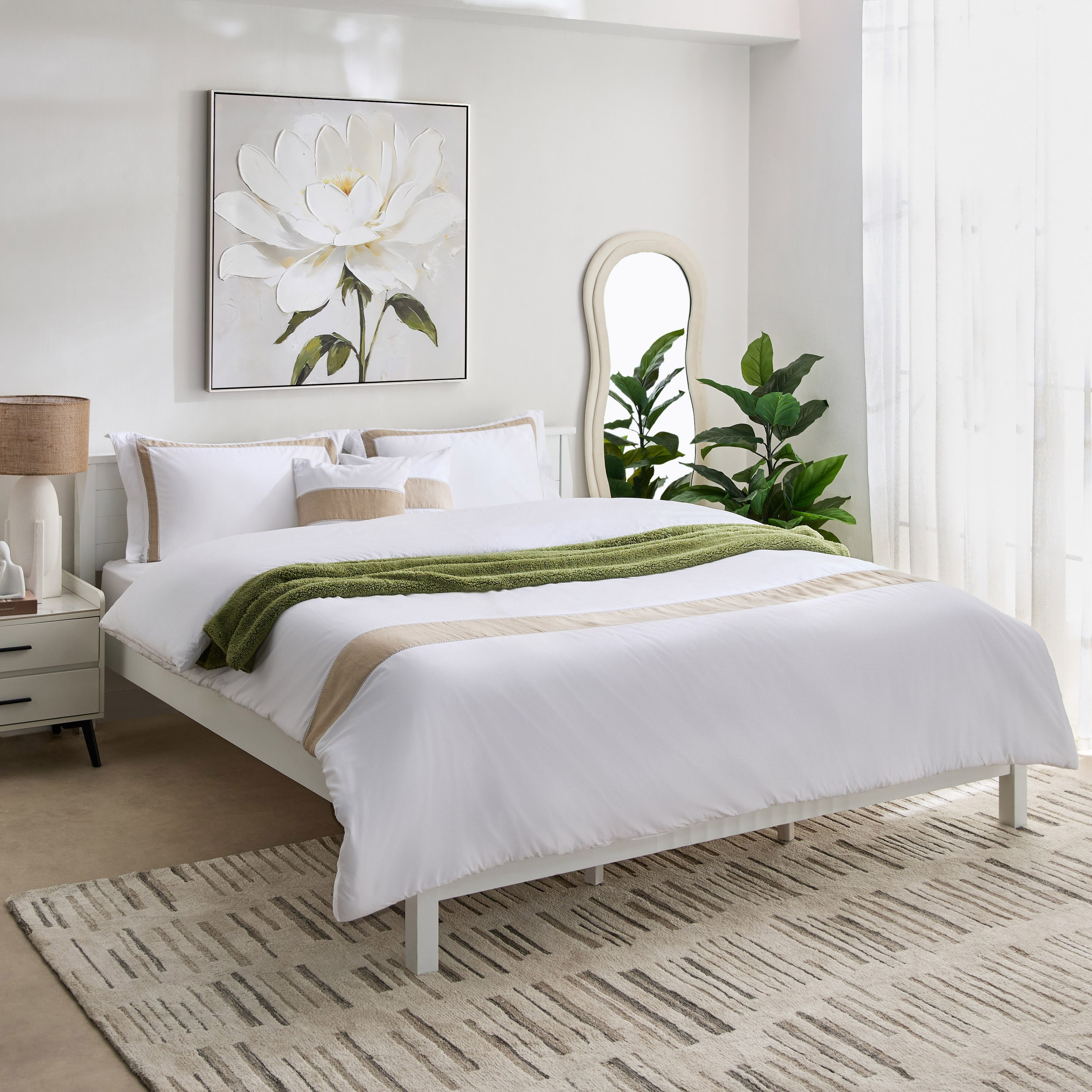 مجموعة لحاف كينج 5 قطع بحواف كتان عريضة من وايت هيفن - 220x240 سم-hbxhomeware-hbxbedroom-image-10