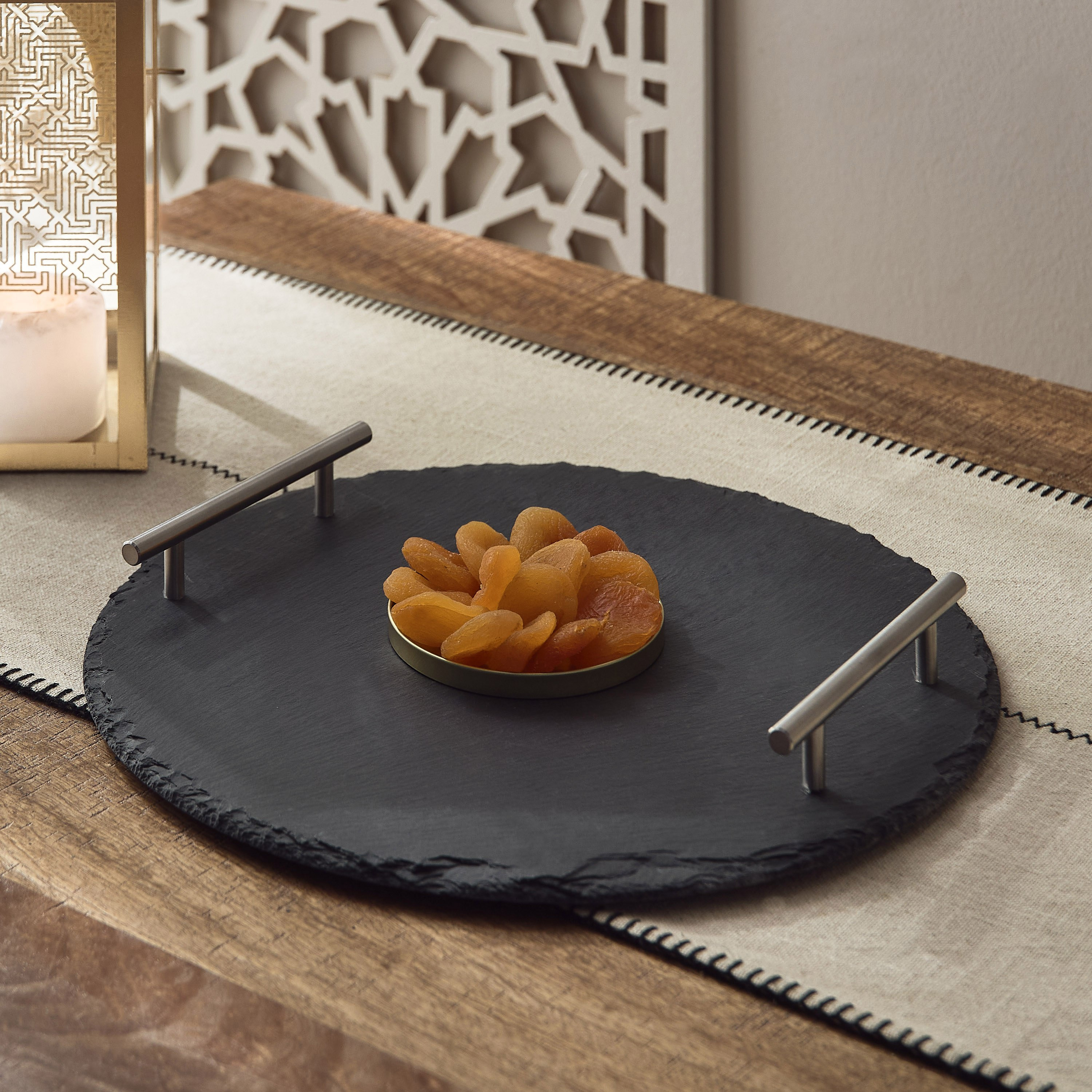 Eden Round Slate Tray with Handle-hbxdecorandfurnishings-tabletop-serveware-image-1