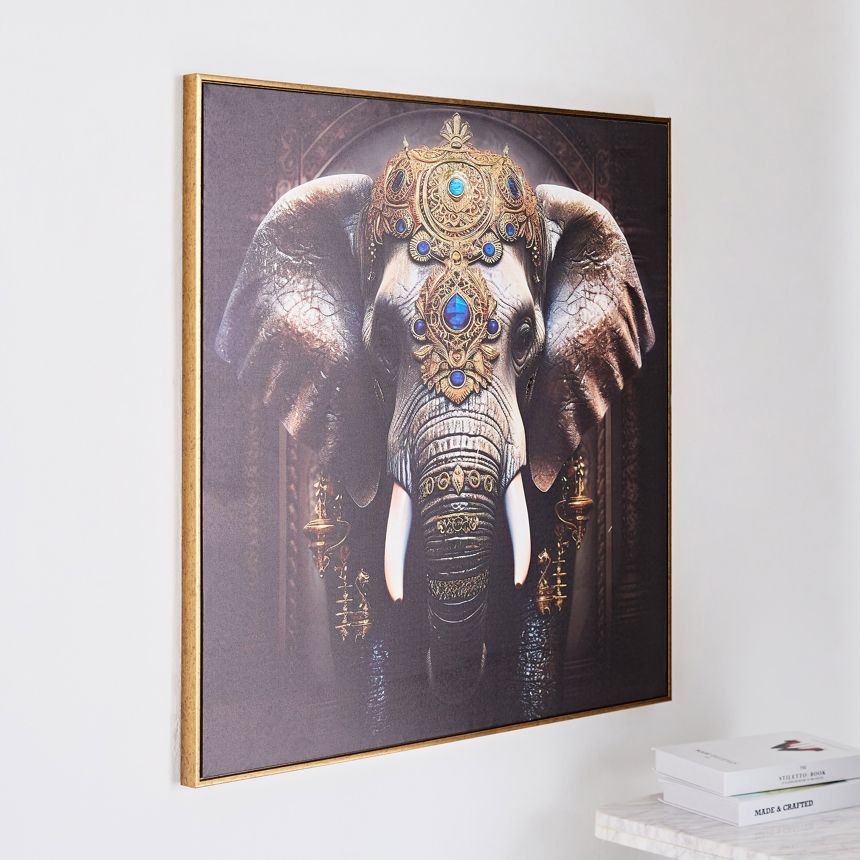Ersel Elephant Framed Canvas with Foil Surface - 80x80x2.8 cm-hbxhomeware-hbxdecorandfurnishings-image-2