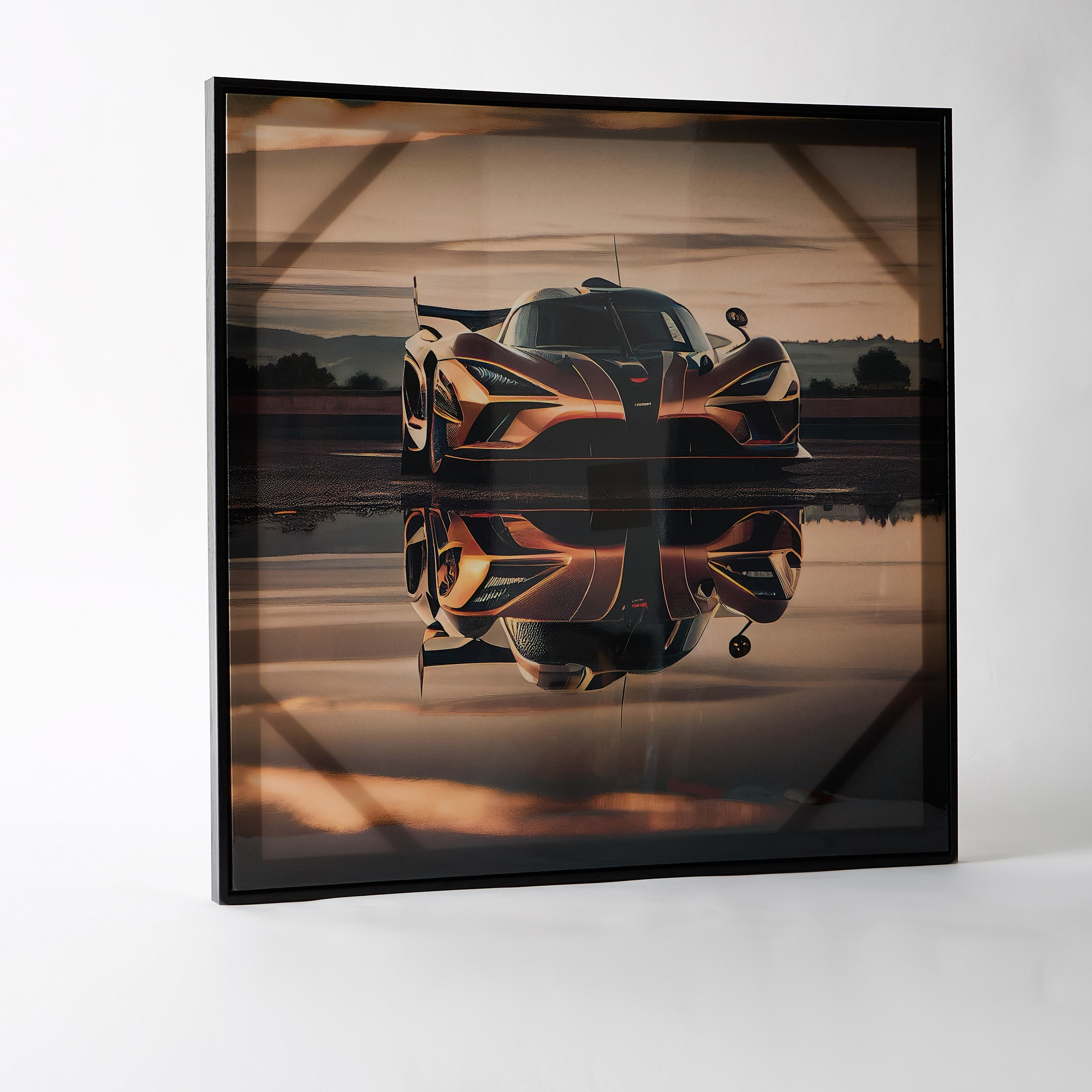Ersel Car Reflection Framed Canvas with High Gloss Surface - 60x60x2.8 cm-hbxhomeware-hbxdecorandfurnishings-image-1