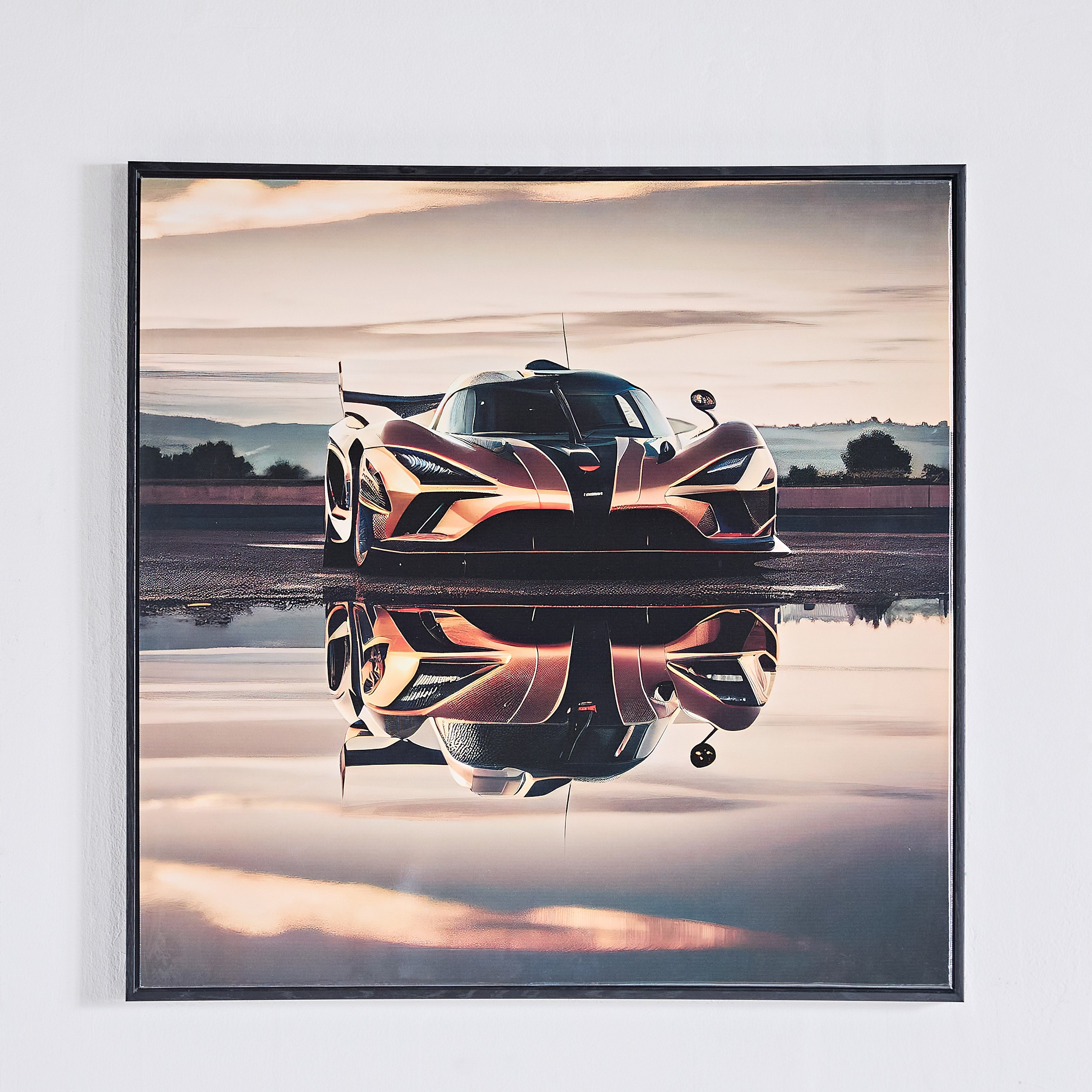 Ersel Car Reflection Framed Canvas with High Gloss Surface - 60x60x2.8 cm-hbxhomeware-hbxdecorandfurnishings-image-3