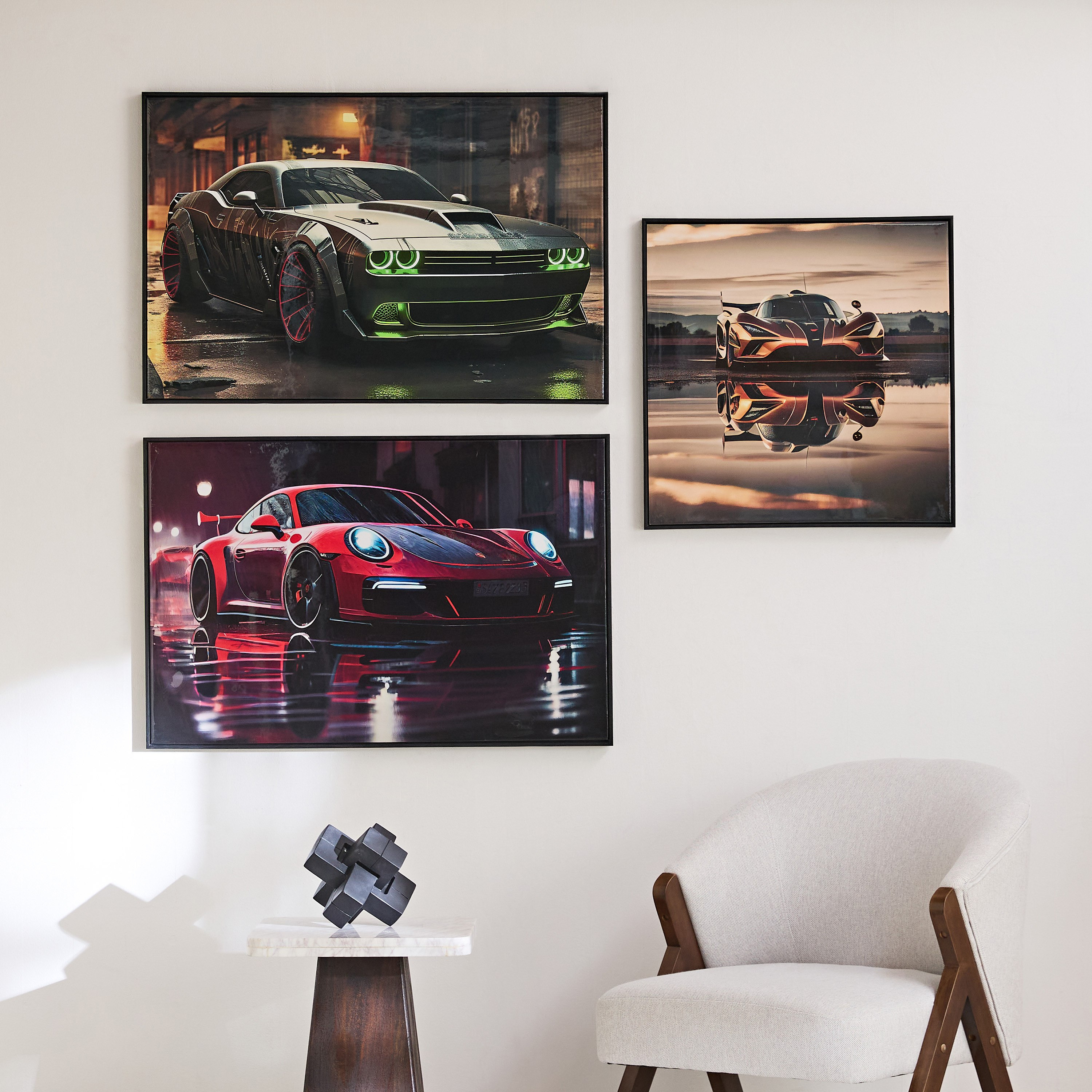 Ersel Car Reflection Framed Canvas with High Gloss Surface - 60x60x2.8 cm-hbxhomeware-hbxdecorandfurnishings-image-5