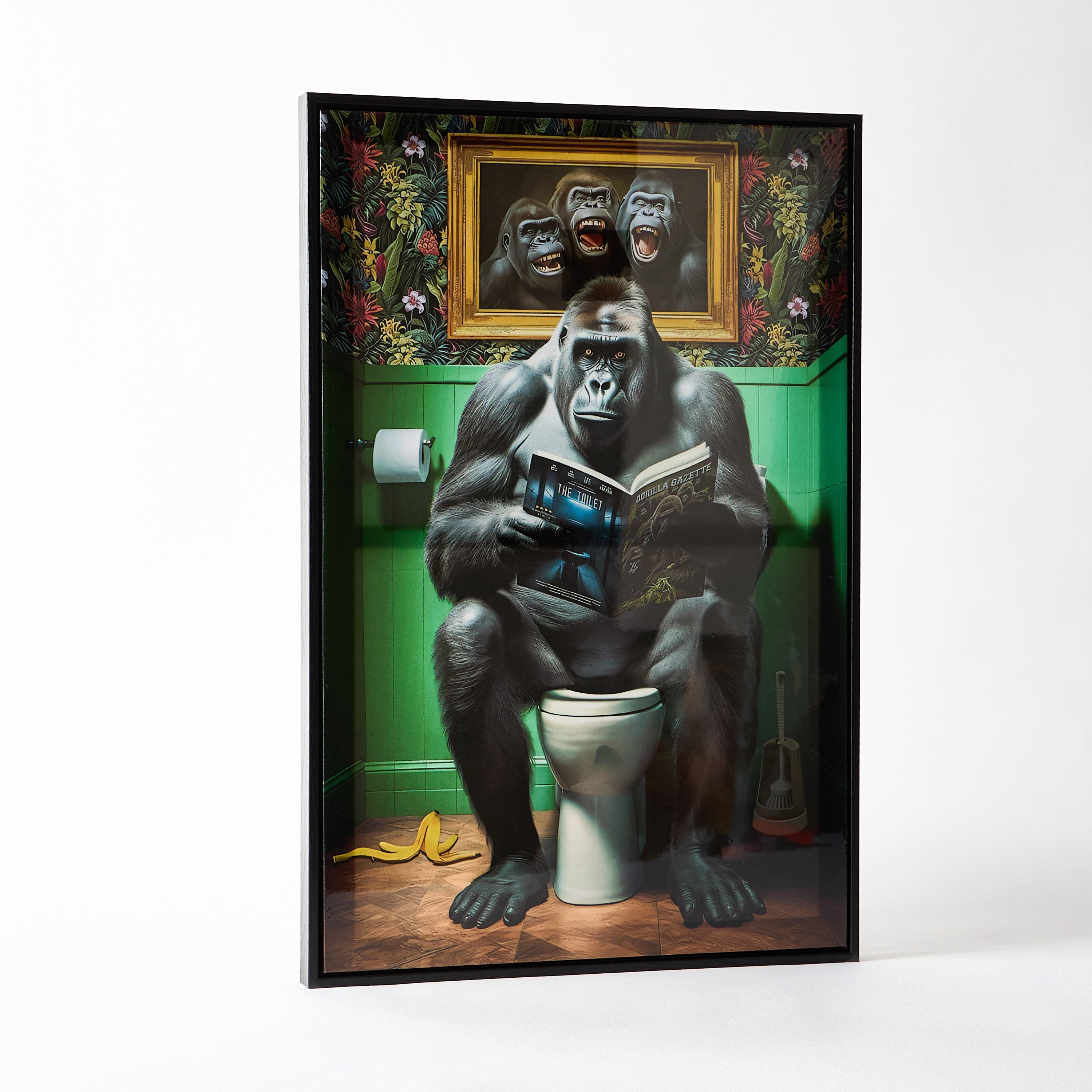Ersel Reading Gorilla Framed Picture - 40x60x2.5 cm-hbxhomeware-hbxdecorandfurnishings-image-1