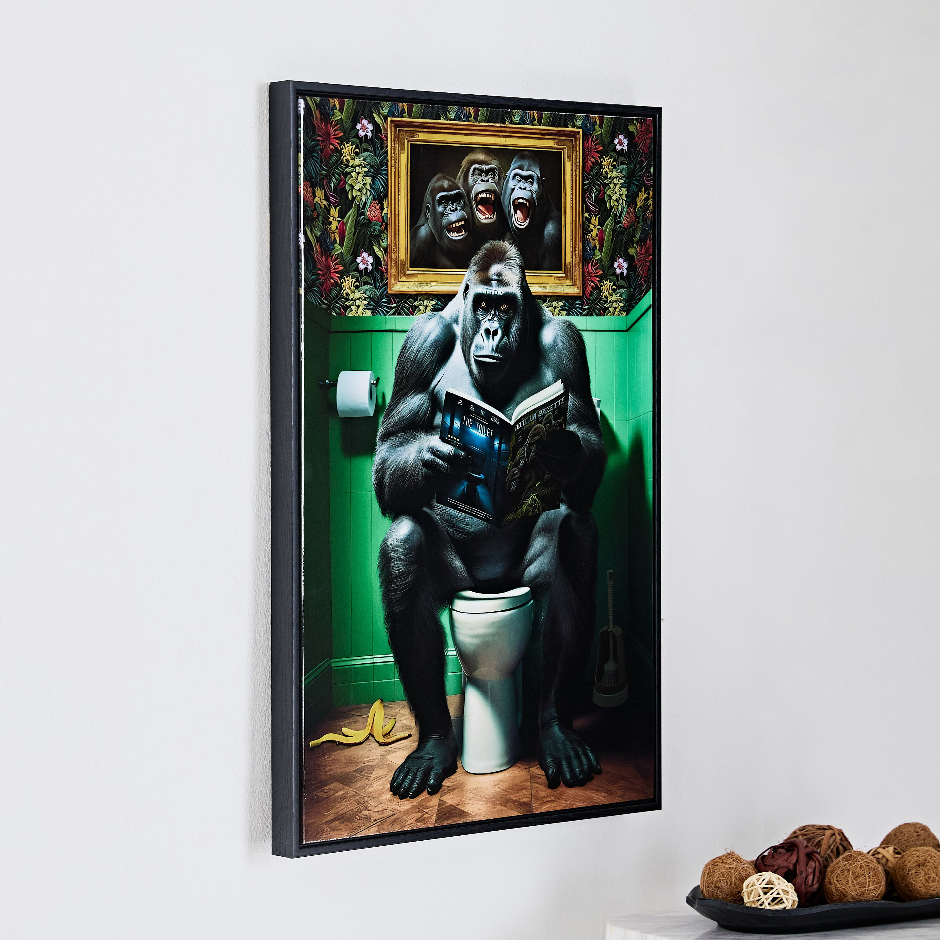 Ersel Reading Gorilla Framed Picture - 40x60x2.5 cm-hbxhomeware-hbxdecorandfurnishings-image-2