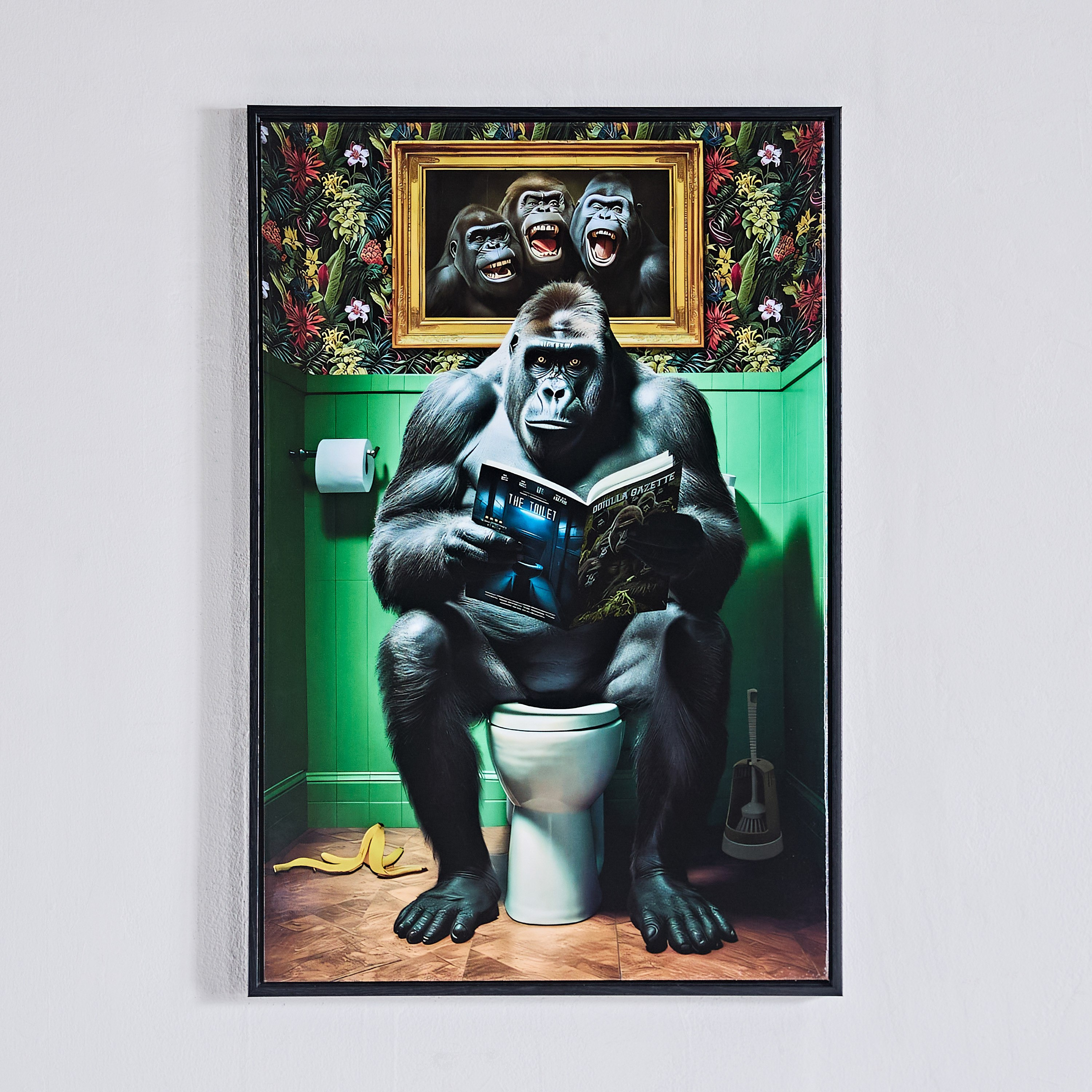 Ersel Reading Gorilla Framed Picture - 40x60x2.5 cm-hbxhomeware-hbxdecorandfurnishings-image-3