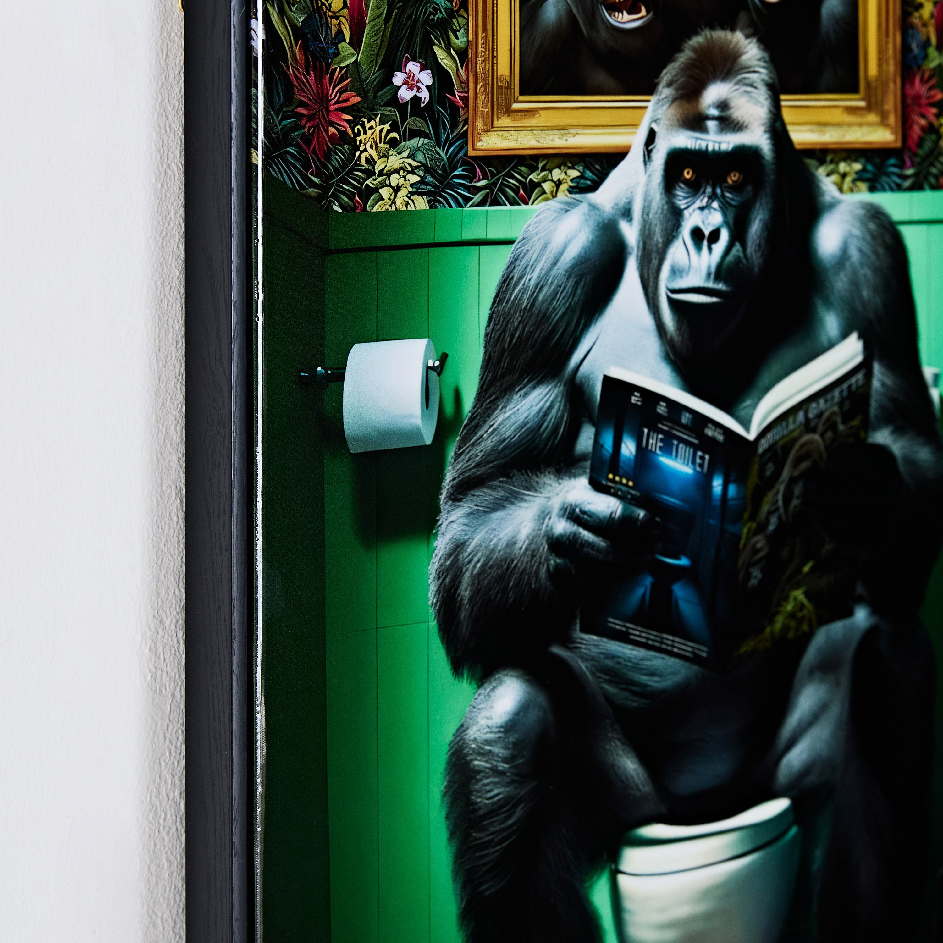 Ersel Reading Gorilla Framed Picture - 40x60x2.5 cm-hbxhomeware-hbxdecorandfurnishings-image-4