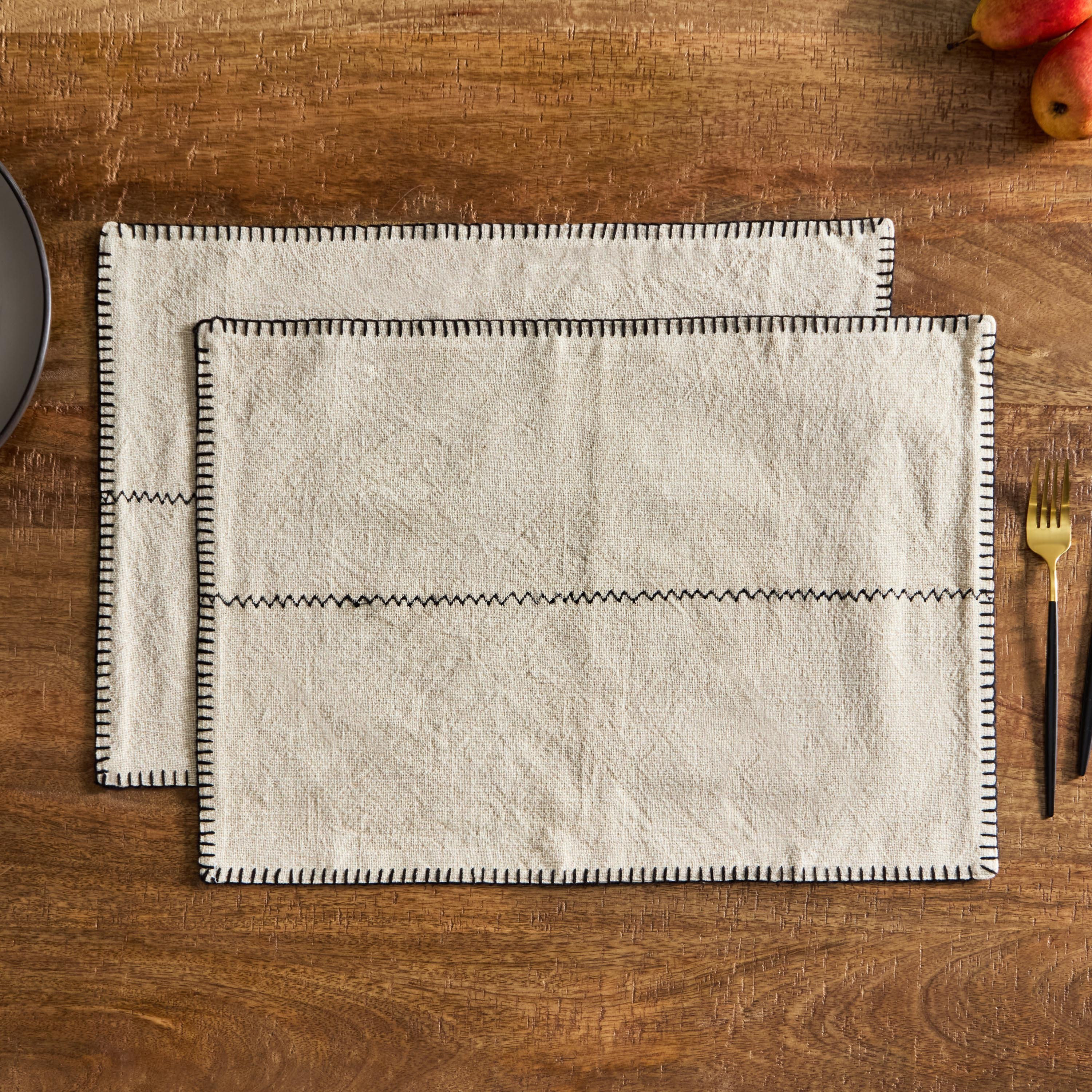 Naturio 2-Piece Stitch Table Placemat Set - 33x48 cm-hbxhomeware-kitchenware-kitchenlinens-image-1