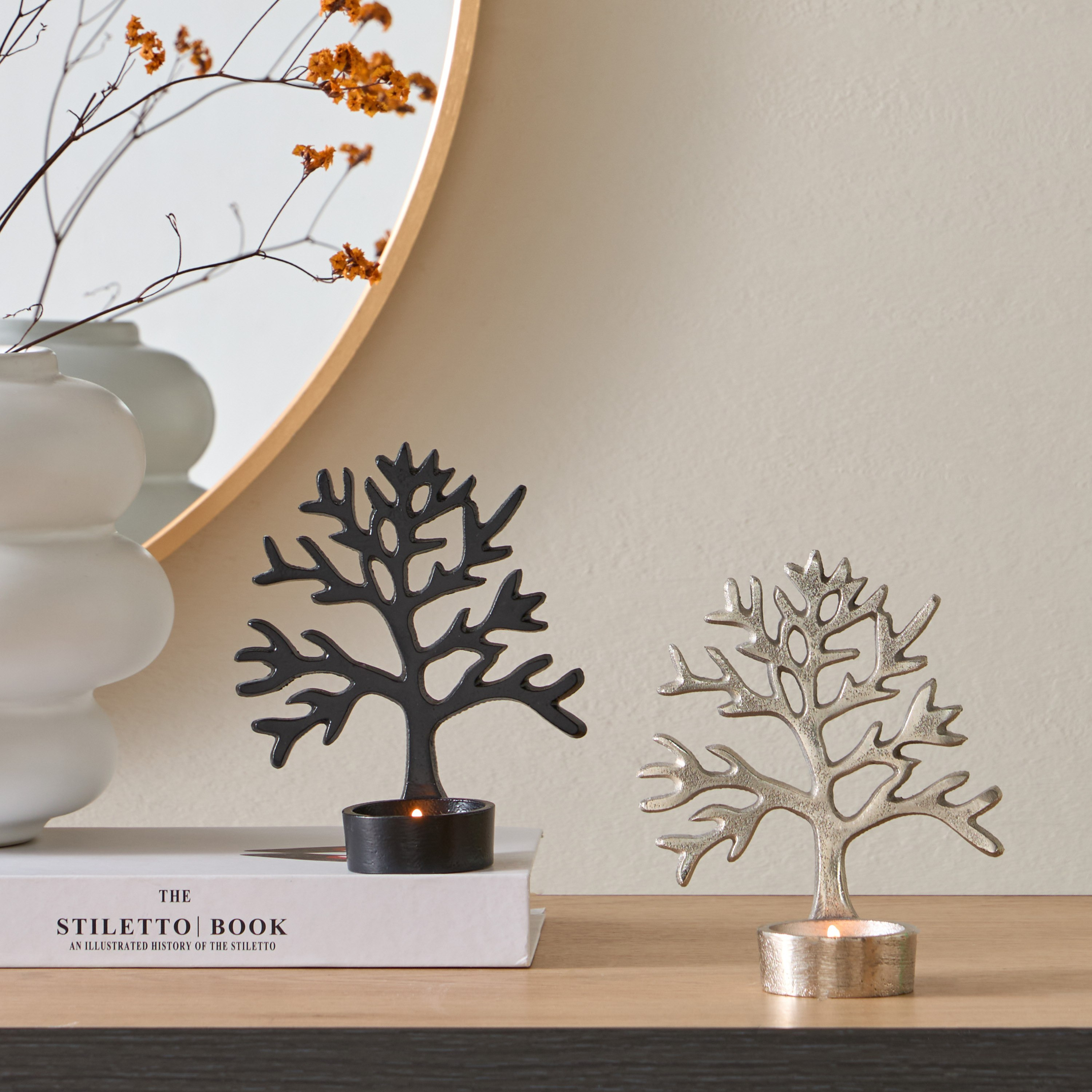 Calot Aluminium Tree of Life Tealight Candleholder - 11x6x13 cm-hbxlivingroom-decorandaccessories-candleholders-image-4
