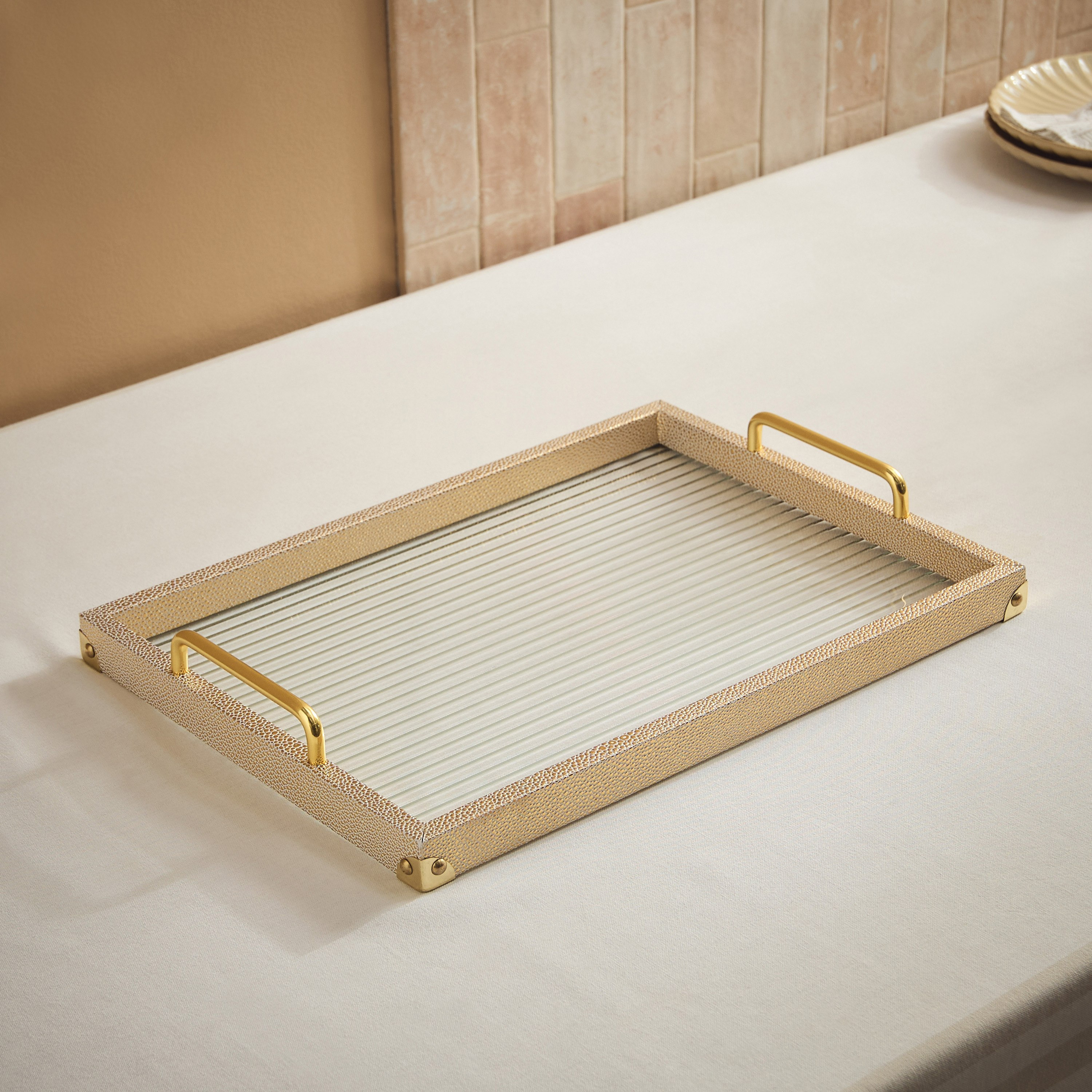 Dorothy Wooden Tray with Glass Base - 45x32x6.5 cm-hbxdecorandfurnishings-tabletop-serveware-image-2