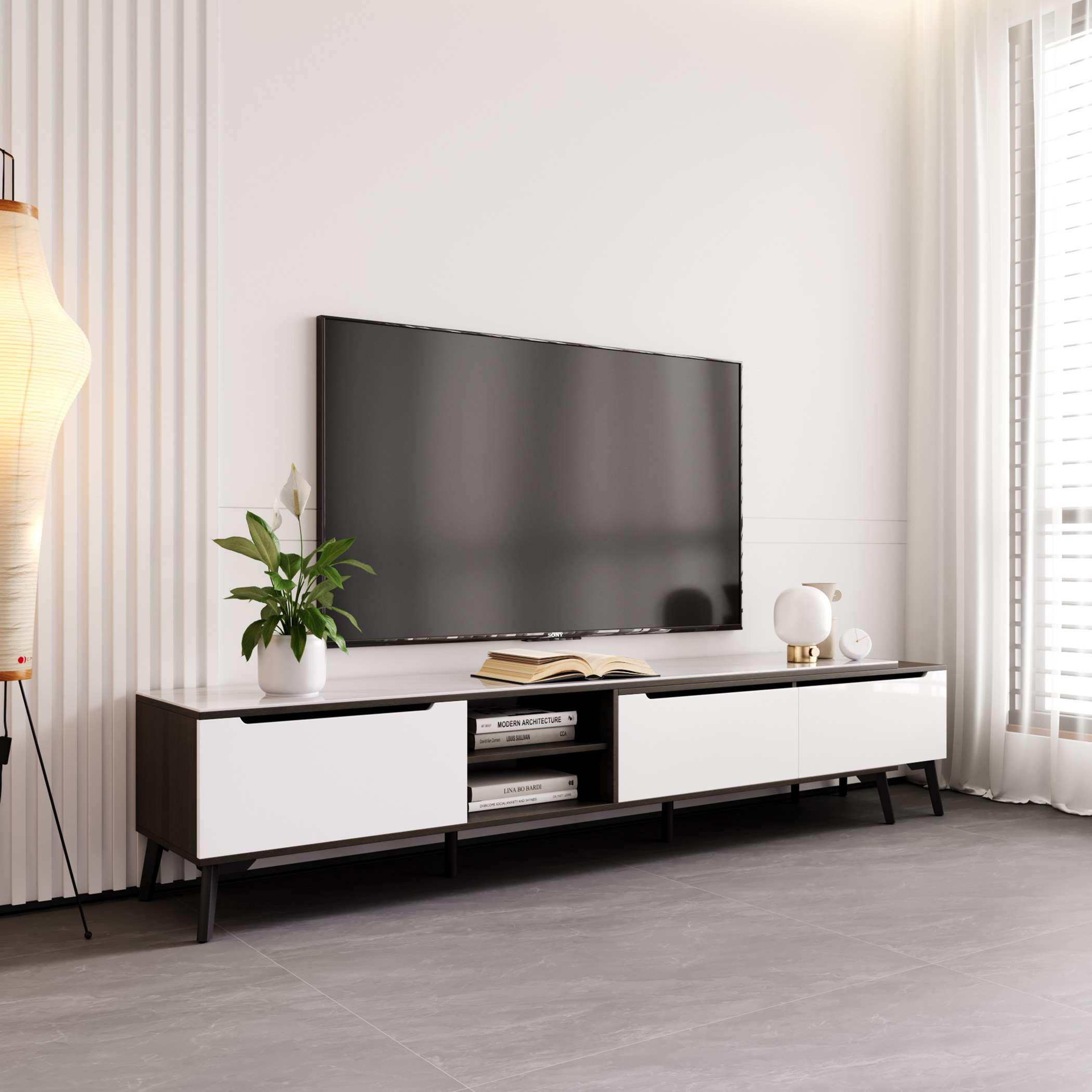 Madora 2 to 3 Metre Extendable TV Unit with Sintered Stone Top for TVs up to 98 inches-hbxlivingroom-mediaunitsandstorage-tvunits-image-1