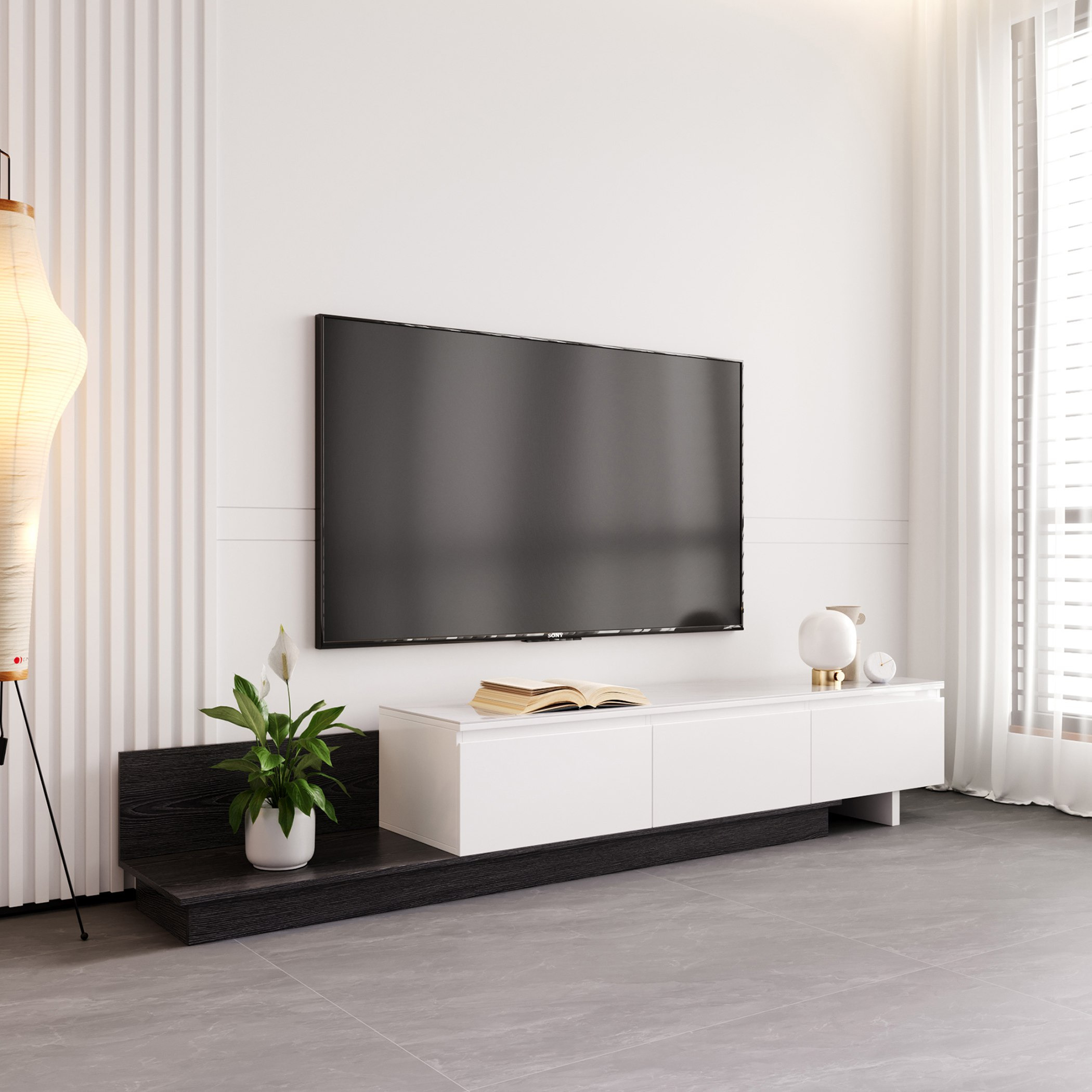 وحدة تلفزيون حتى 98 بوصة قابلة للتمديد 2 لـ3 متر بسطح من الحجر المتكلس من جلاسيا-hbxlivingroom-mediaunitsandstorage-tvunits-image-1