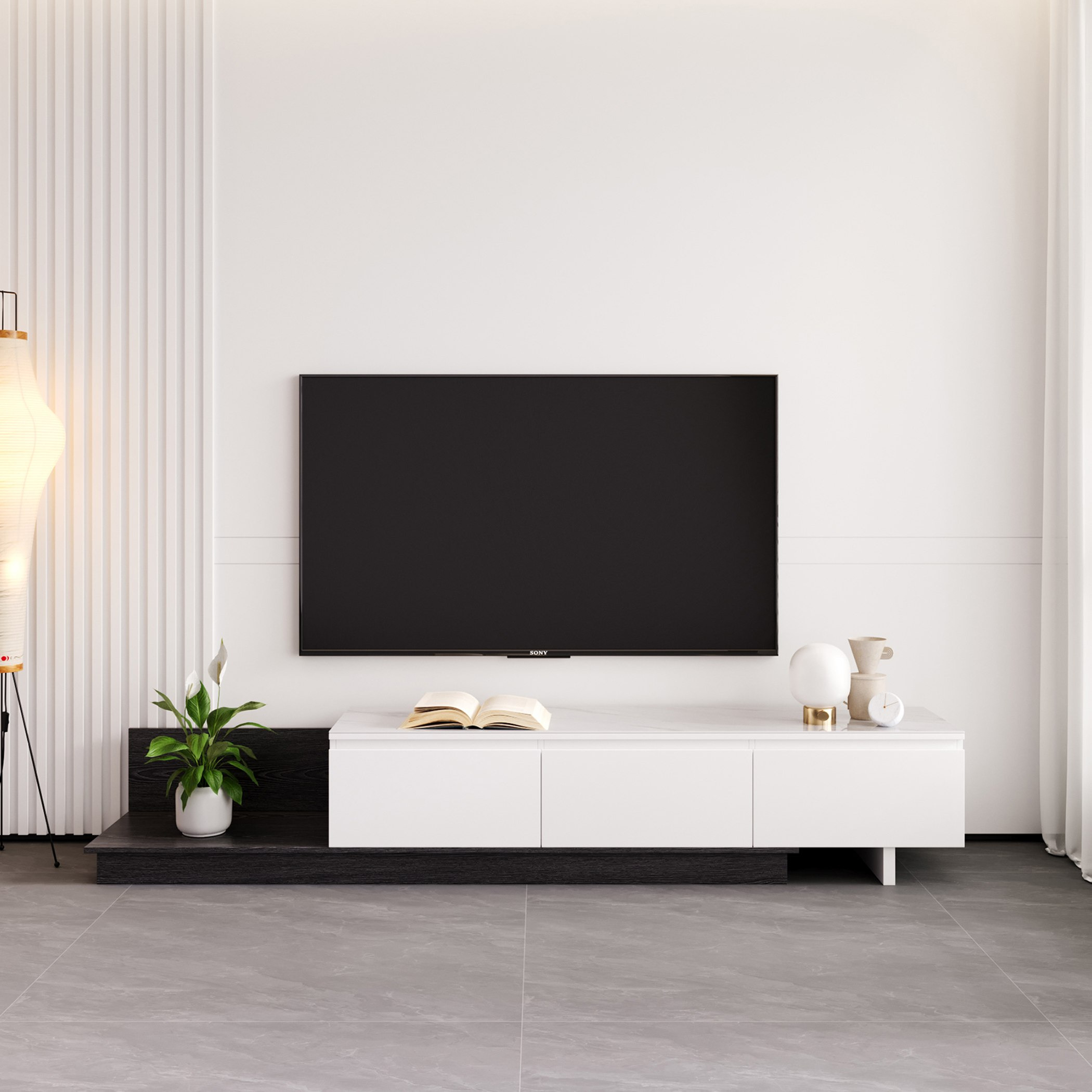 وحدة تلفزيون حتى 98 بوصة قابلة للتمديد 2 لـ3 متر بسطح من الحجر المتكلس من جلاسيا-hbxlivingroom-mediaunitsandstorage-tvunits-image-3