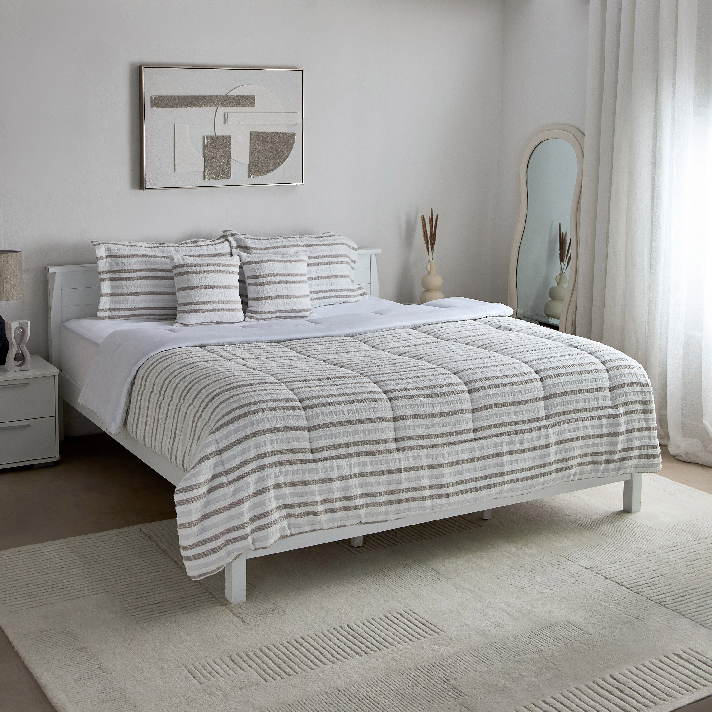 Mersin 6-Piece Velori Stripe Tufted BIAB King Comforter Set - 220x240 cm-hbxhomeware-hbxbedroom-image-2