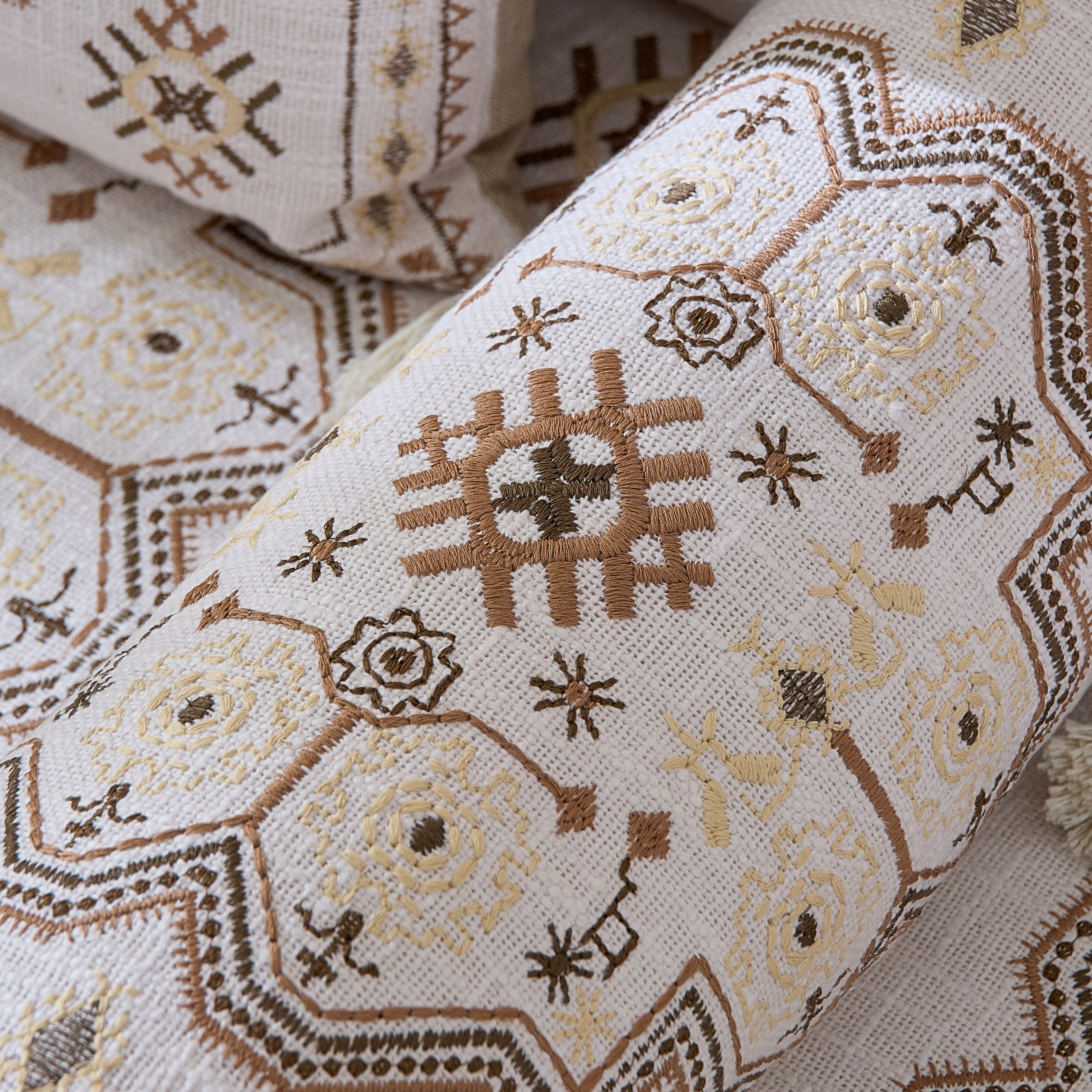 Mahrgan Zahra Embroidered Medallion Bolster - 50x20 cm-hbxlivingroom-furnishings-cushionsandcovers-filledcushions-image-3