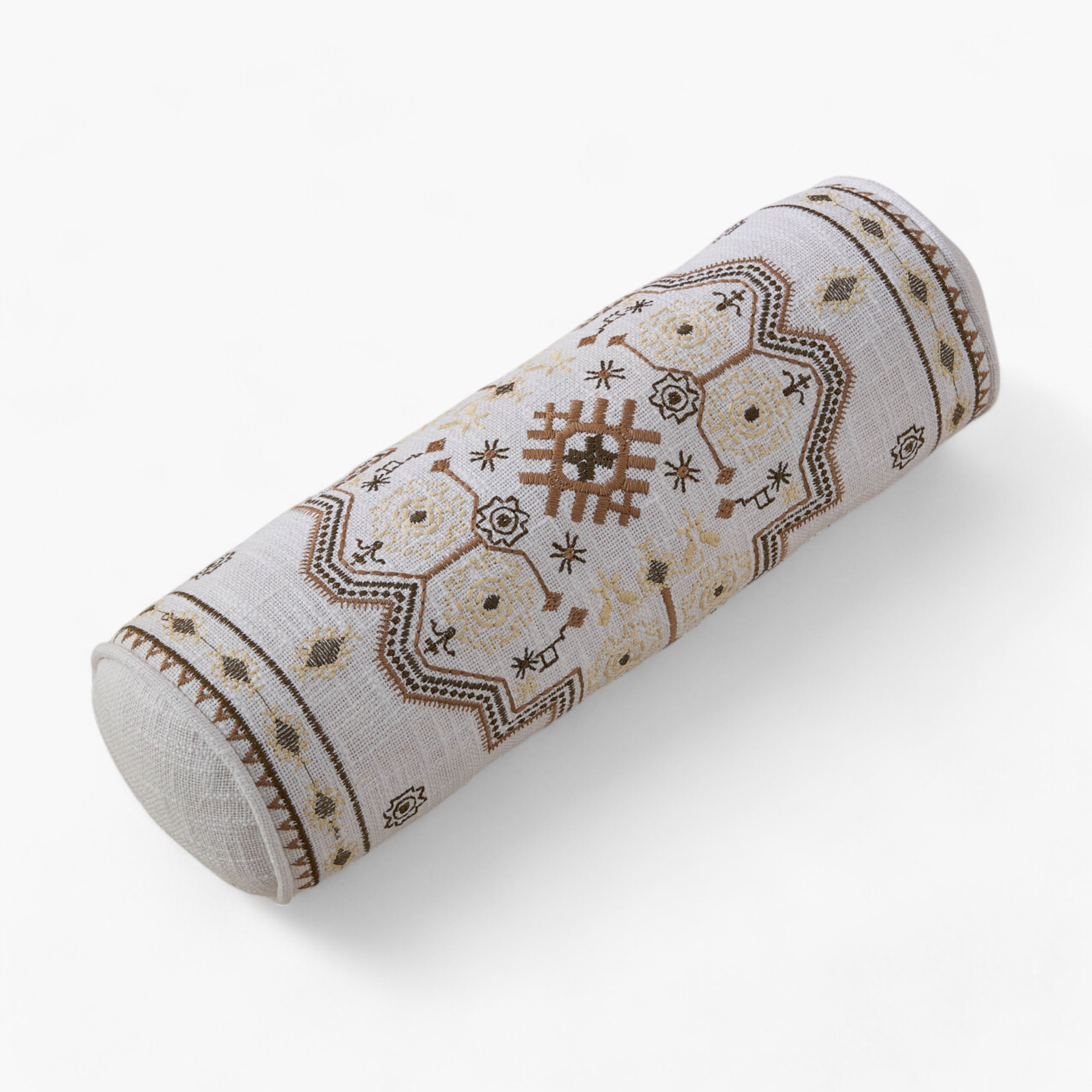 Mahrgan Zahra Embroidered Medallion Bolster - 50x20 cm-hbxlivingroom-furnishings-cushionsandcovers-filledcushions-image-6
