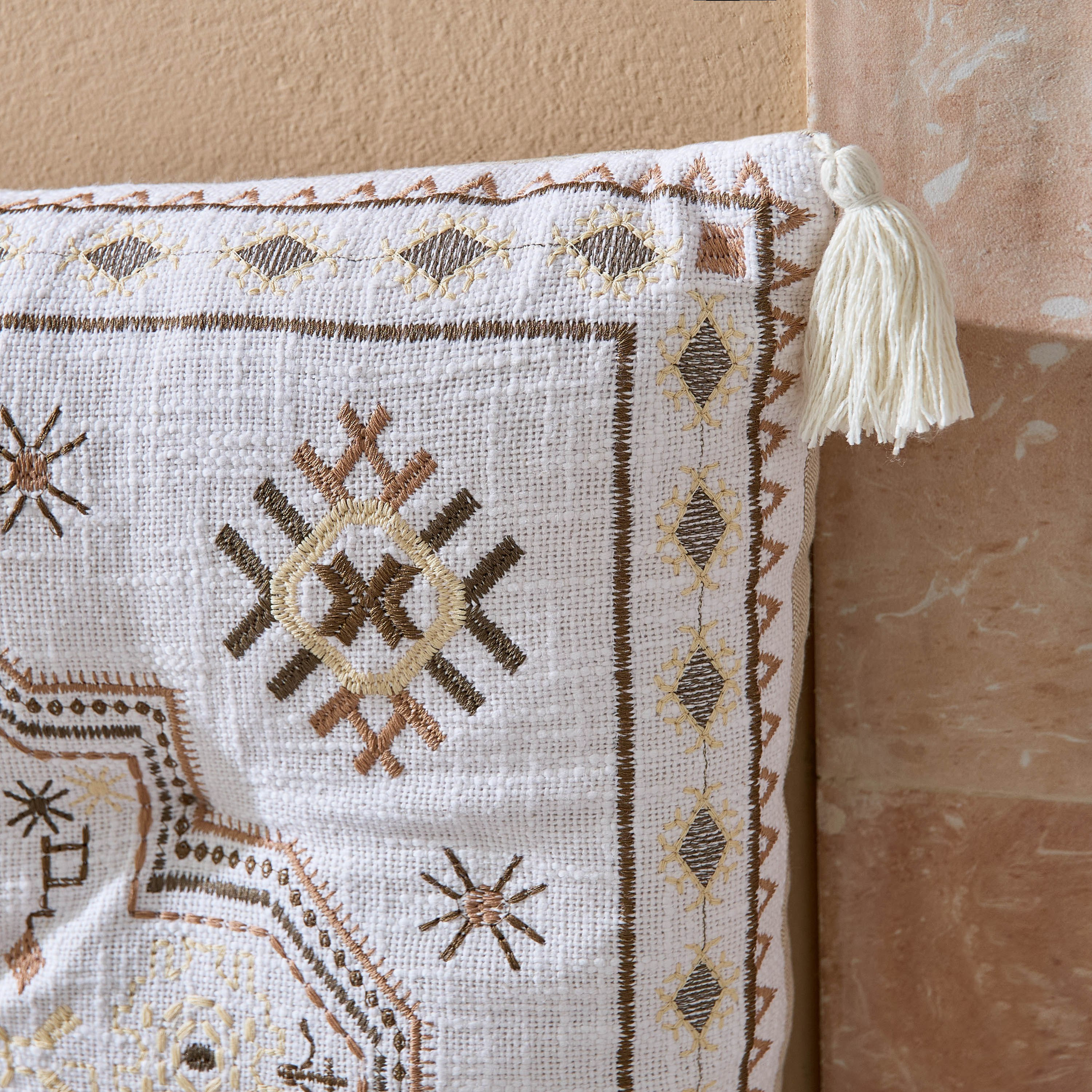 Mahrgan Zahra Embroidered Medallion Cushion - 60x60 cm-hbxlivingroom-furnishings-cushionsandcovers-filledcushions-image-2