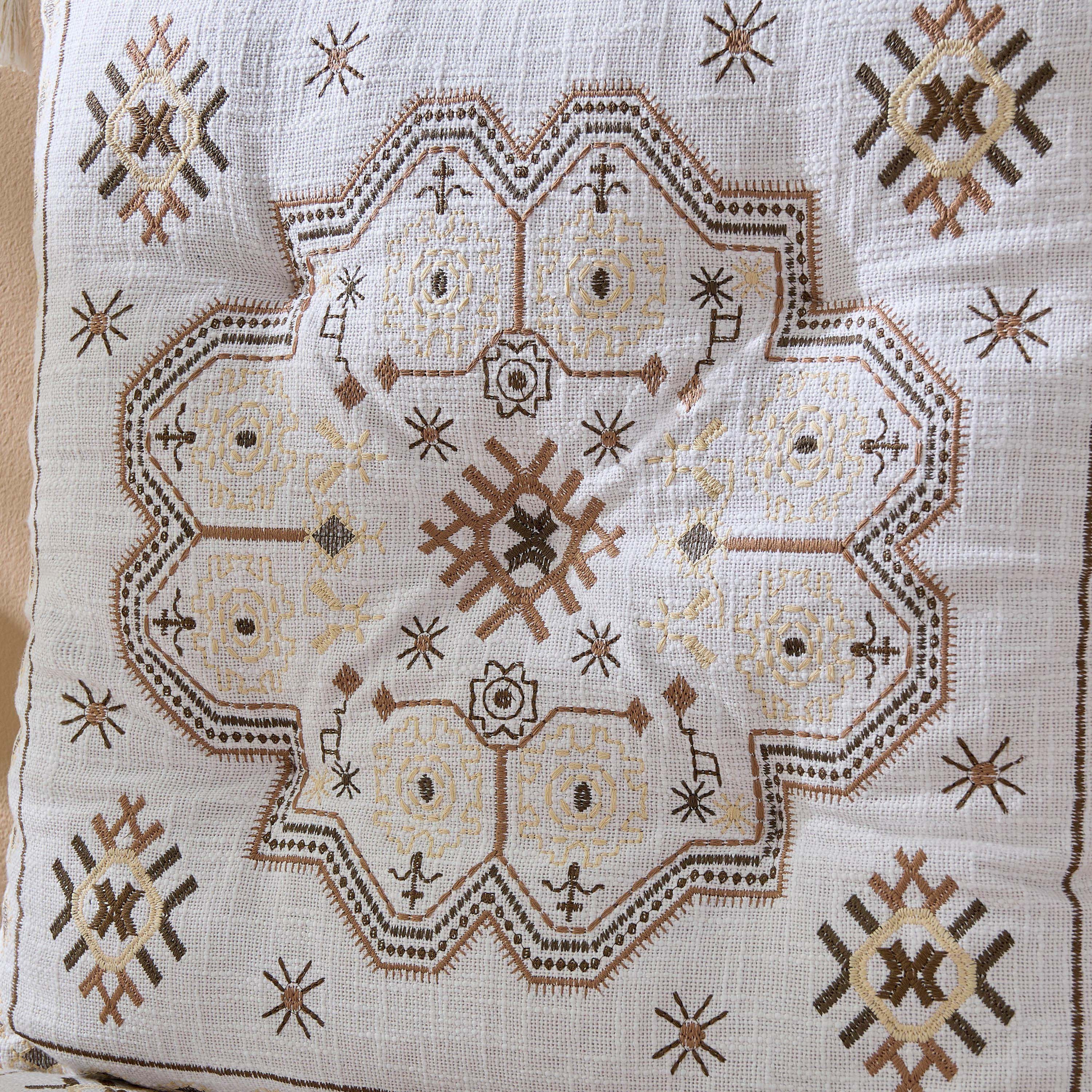Mahrgan Zahra Embroidered Medallion Cushion - 60x60 cm-hbxlivingroom-furnishings-cushionsandcovers-filledcushions-image-3