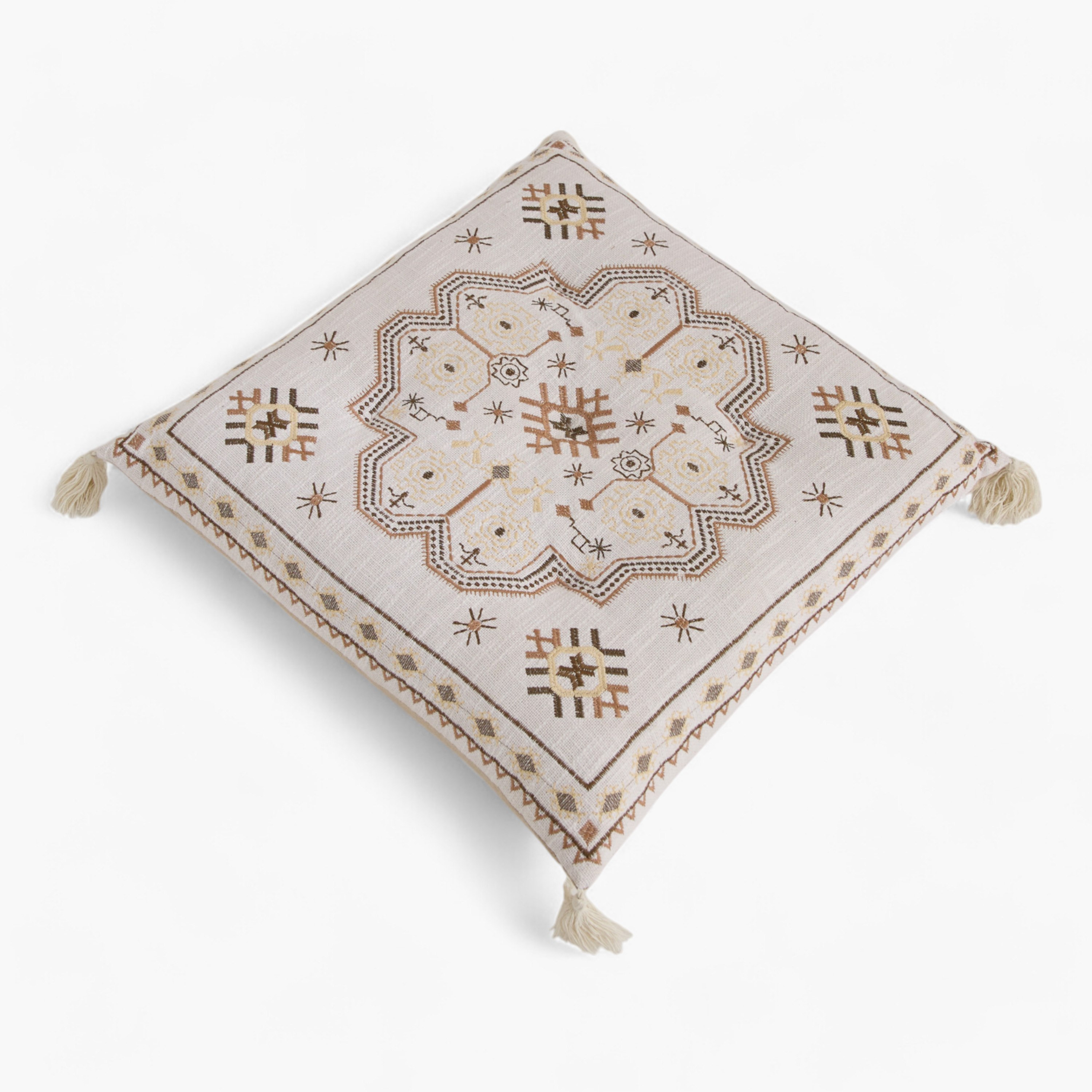 Mahrgan Zahra Embroidered Medallion Cushion - 60x60 cm-hbxlivingroom-furnishings-cushionsandcovers-filledcushions-image-5