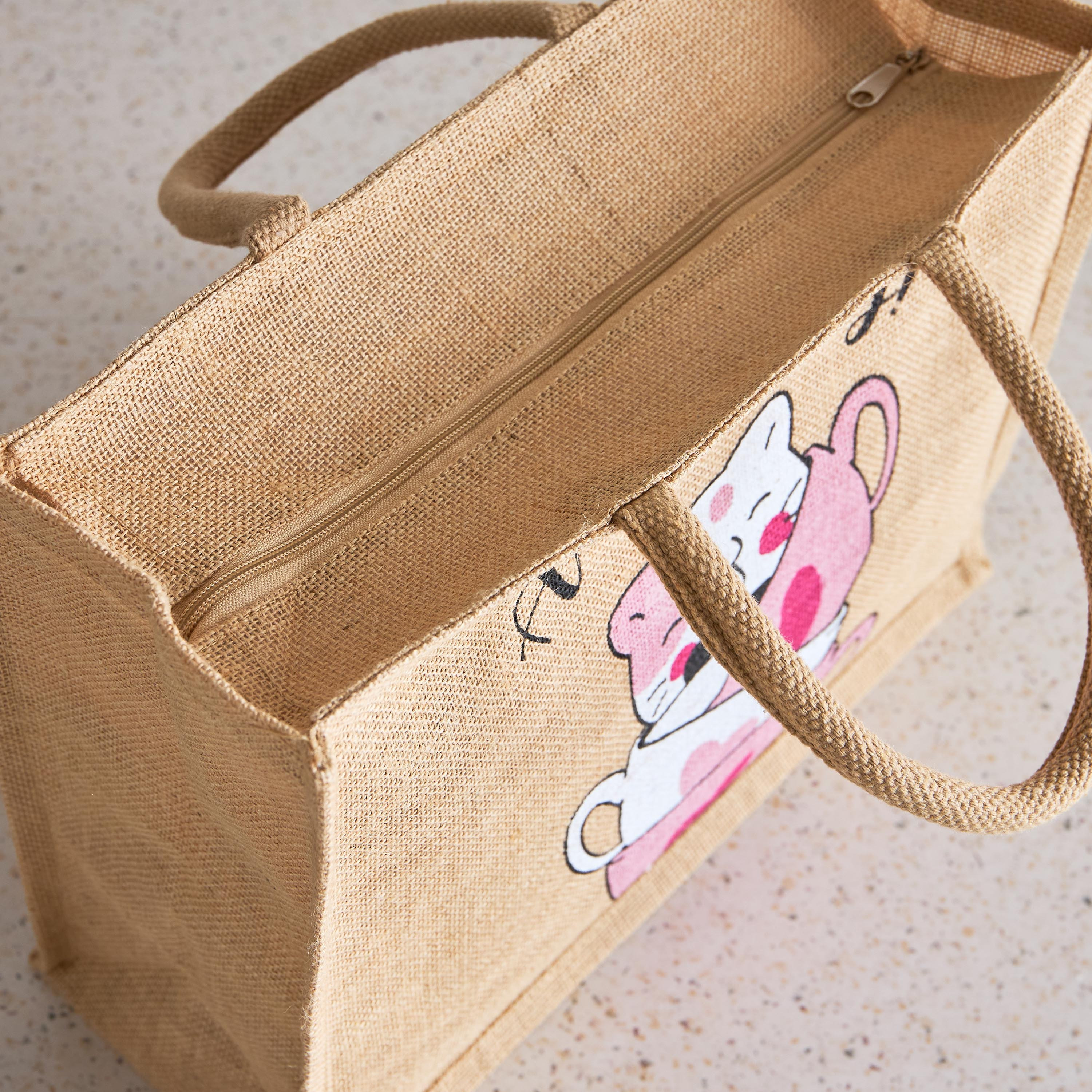 شنطة جوت بسحّاب وطبعات من ميدوز - 30x38x15 سم-hbxhomeware-hbxkidsandyouth-image-3