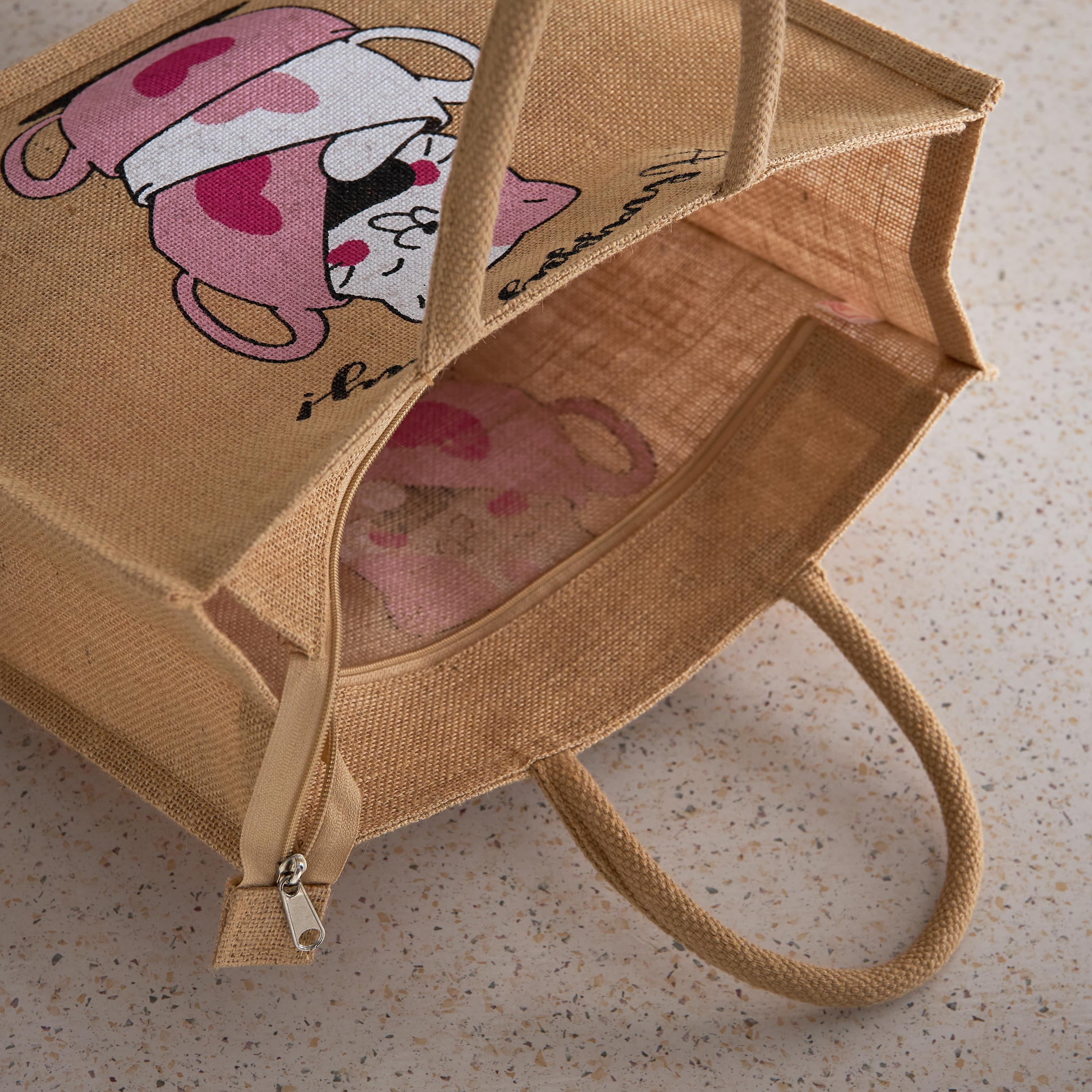 شنطة جوت بسحّاب وطبعات من ميدوز - 30x38x15 سم-hbxhomeware-hbxkidsandyouth-image-4