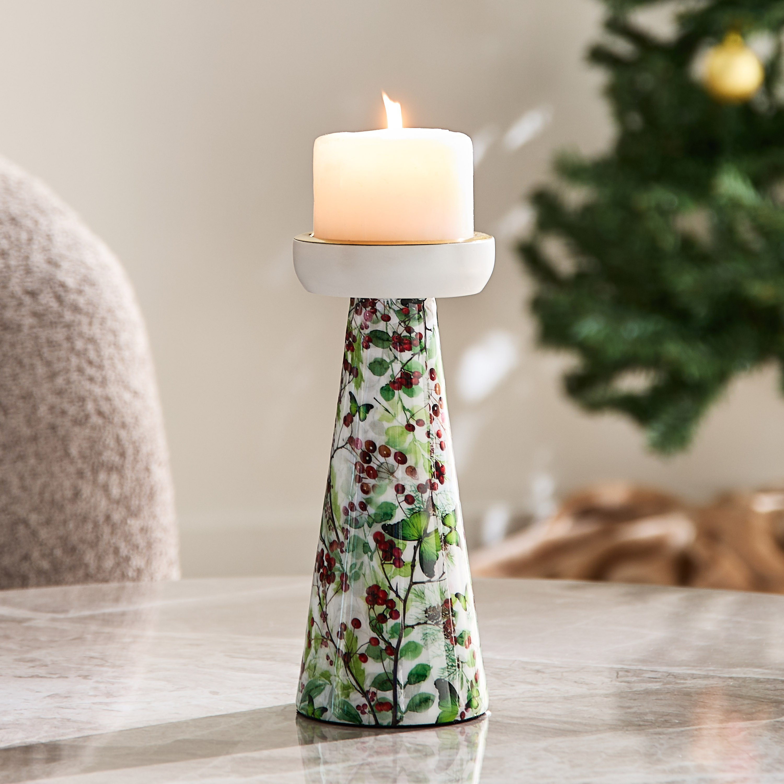 حامل شموع عمودي مطلي بالمينا من بيري - 10x10x24 سم-hbxlivingroom-decorandaccessories-candleholders-image-1