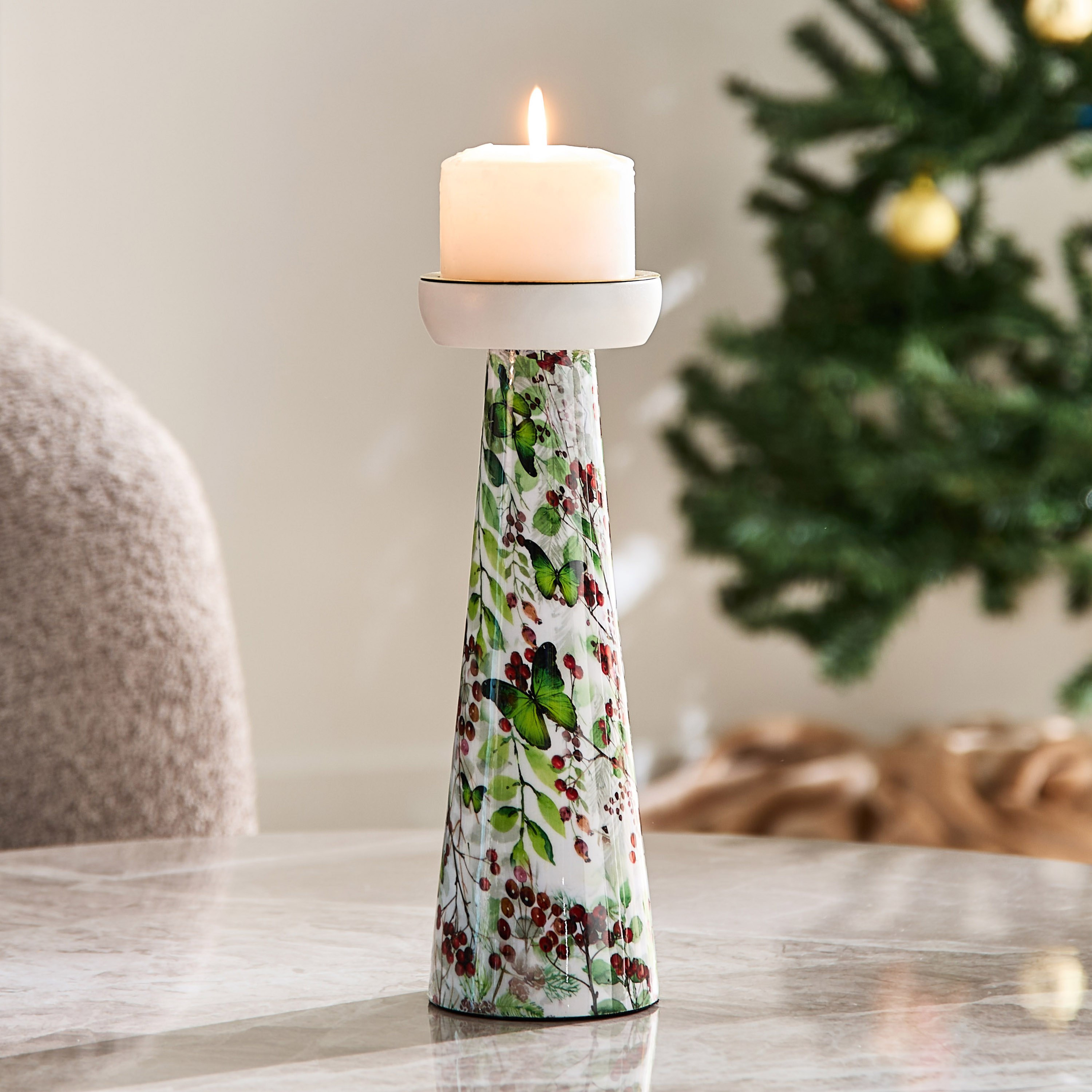Berry Enamelled Pillar Candleholder - 10x10x30 cm-hbxbedroom-homefragrance-candleholders-image-1
