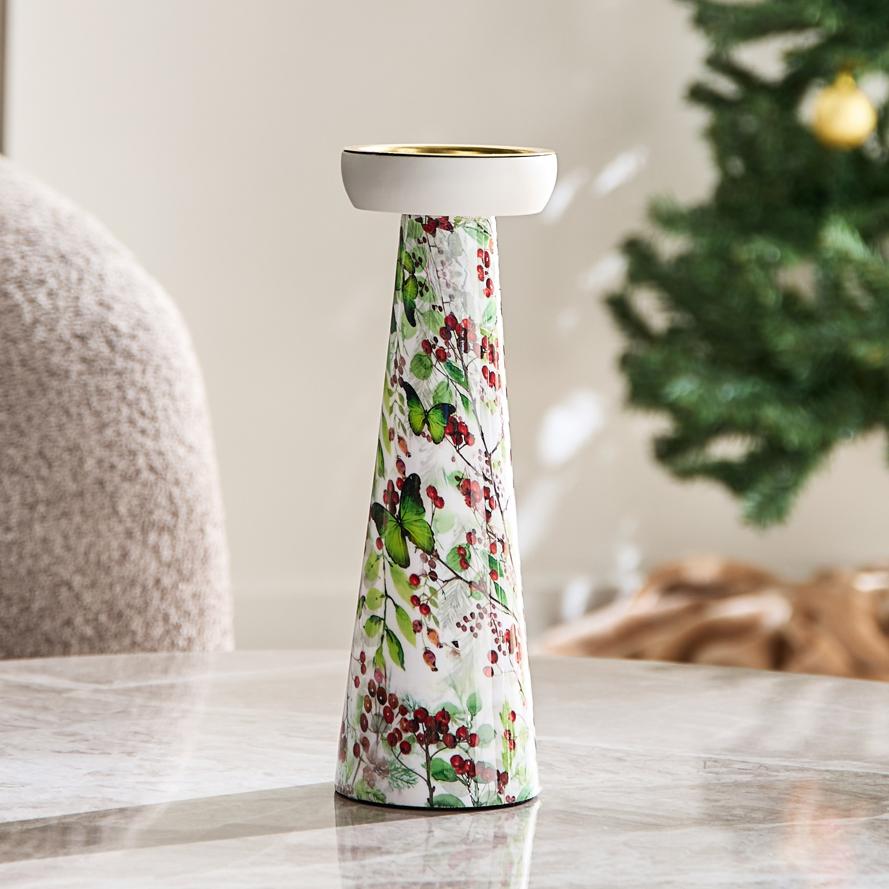 Berry Enamelled Pillar Candleholder - 10x10x30 cm-hbxbedroom-homefragrance-candleholders-image-2
