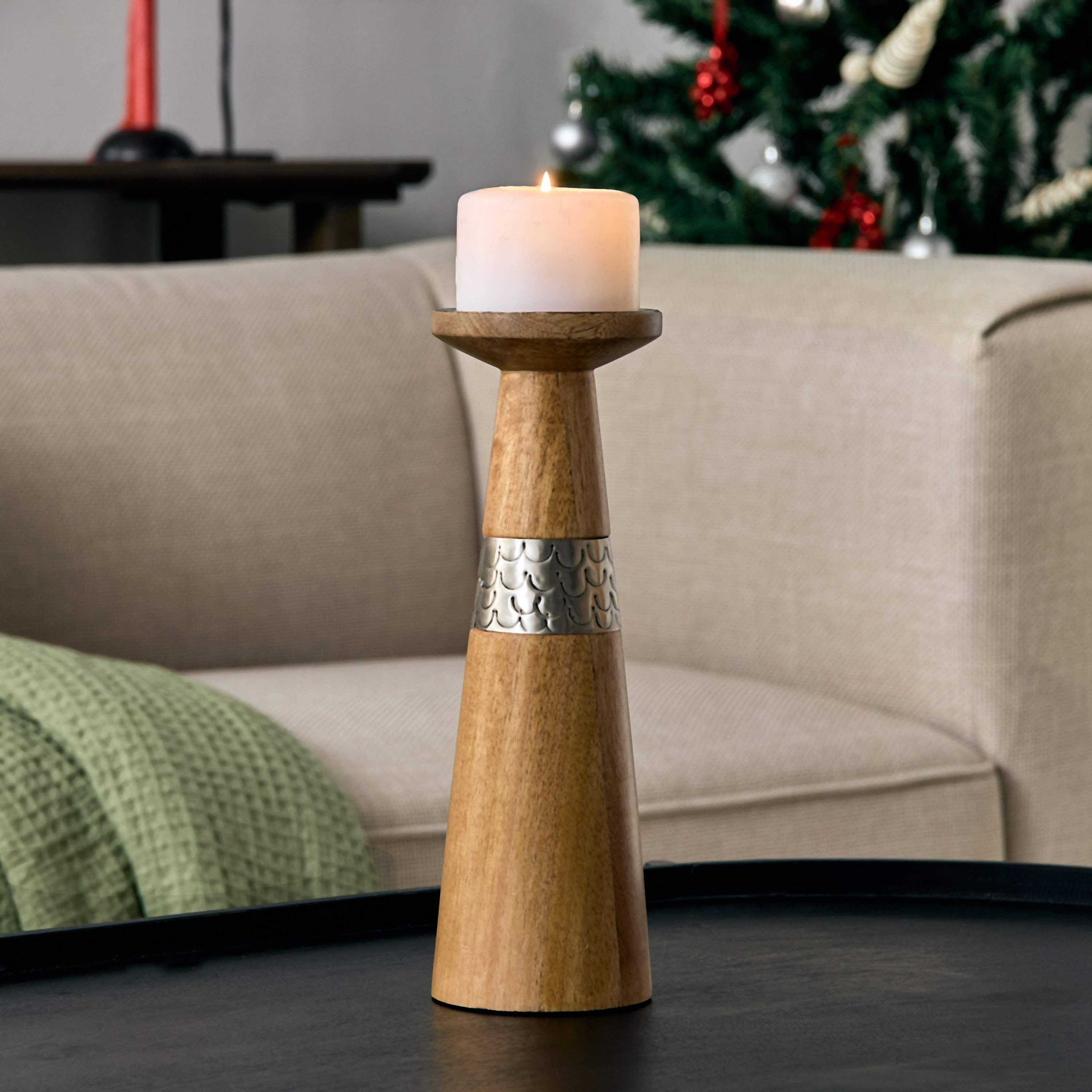 حامل شموع عمودي من الخشب والحديد من فليج - 10x10x30 سم-hbxbedroom-homefragrance-candleholders-image-1