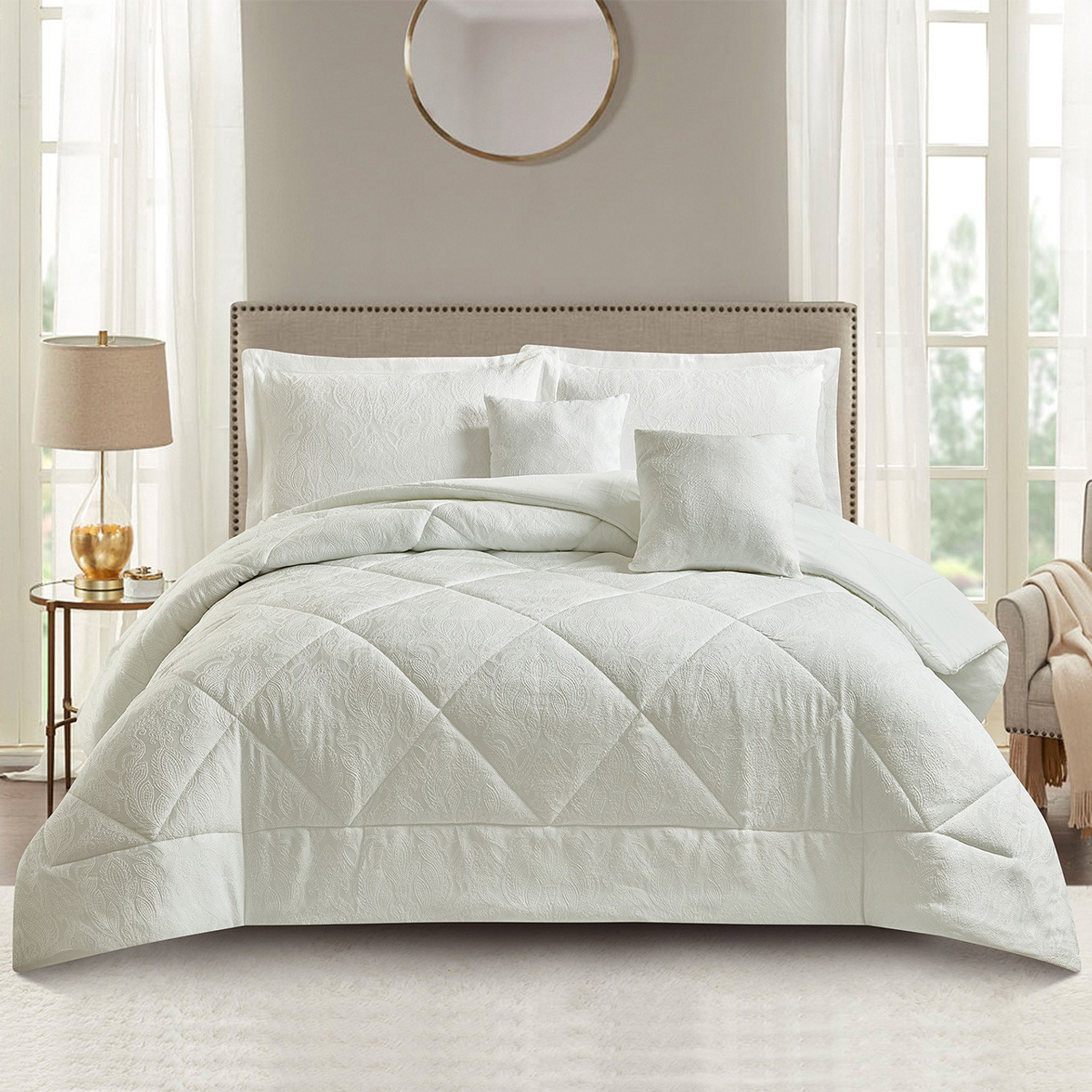 طقم مفروشات سرير كينج جاكار 6 قطع أرتشي من وايت بليس - 220x240 سم-hbxhomeware-hbxbedroom-image-2
