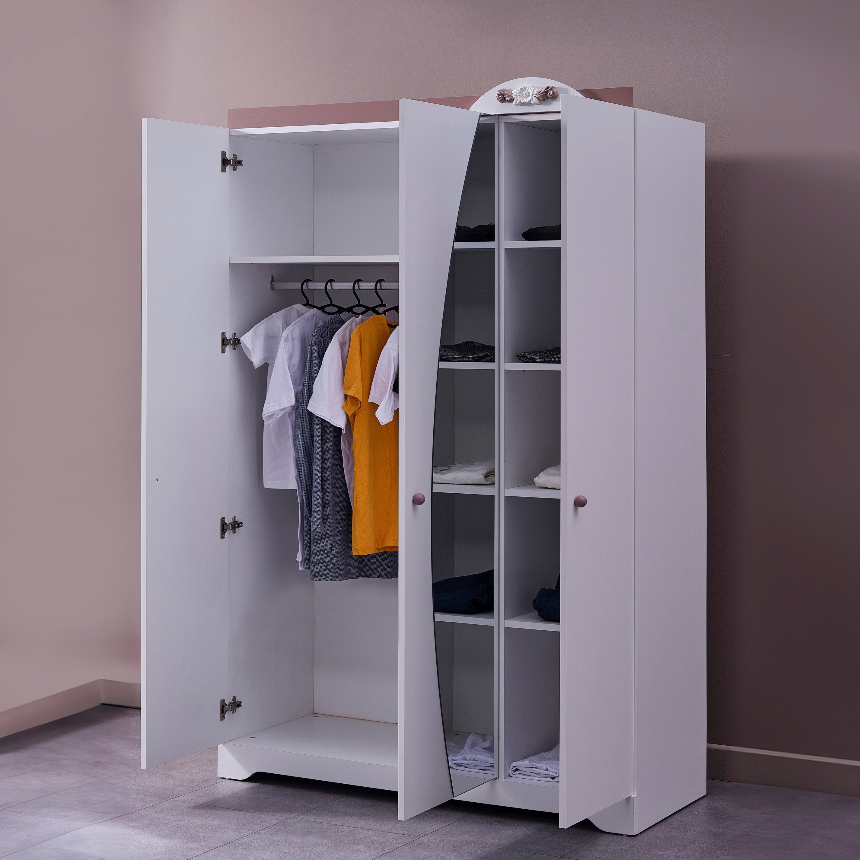 Bade 3-Door Wardrobe with Mirror-hbxfurniture-wardrobes-image-3