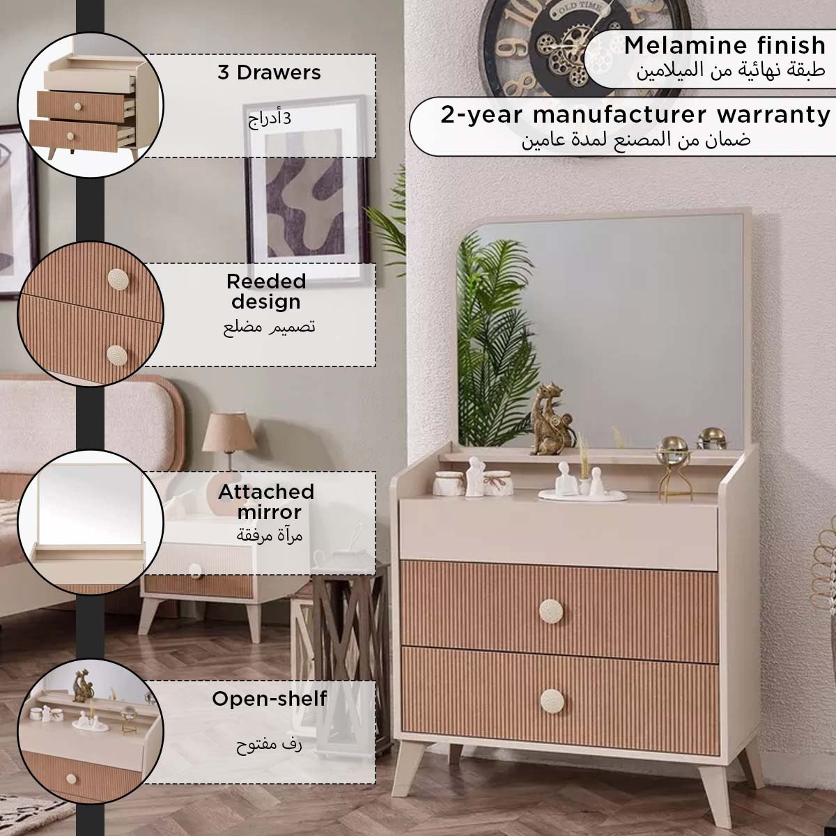 Kingslay 3-Drawer Dresser with Mirror-hbxfurniture-kidsroom-kidsdressersandmirrors-image-4
