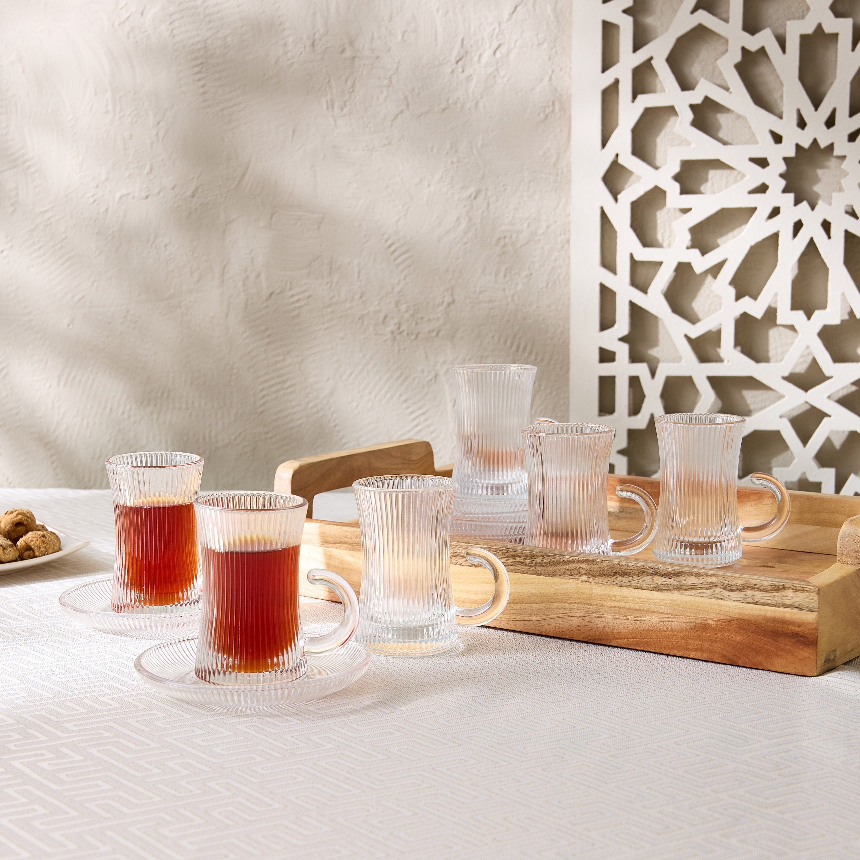 Ribbed Glass 12-Piece Istikan Cup and Saucer Set - 110 ml-hbxhomeware-diningandtabletop-coffeeandteasets-image-1